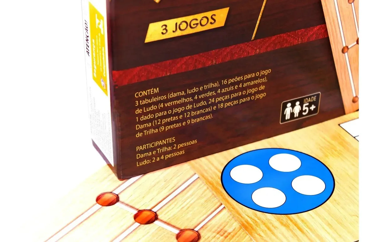 Jogos De Tabuleiro 3 Em 1 Ludo Dama E Trilha