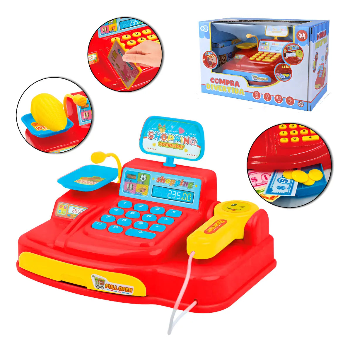 Brinquedo Caixa Registradora Som Luz E Acessorios Compra Divertida