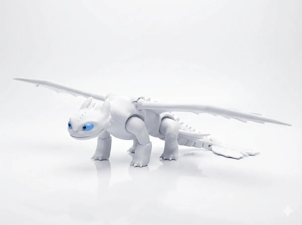 Casal Dragão Articulado 3D Banguela e Fúria da Luz