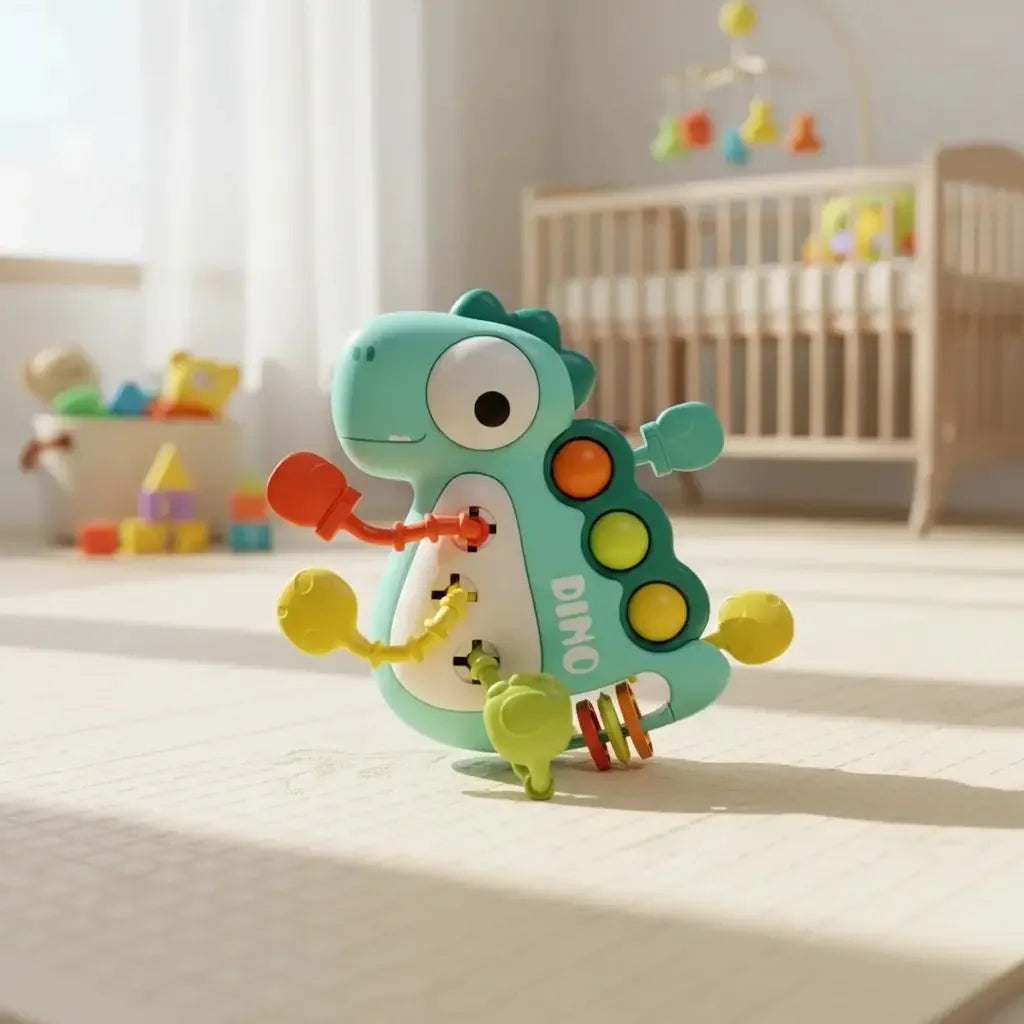 Brinquedo Dino Sensorial Chocalho Interativo Bebê