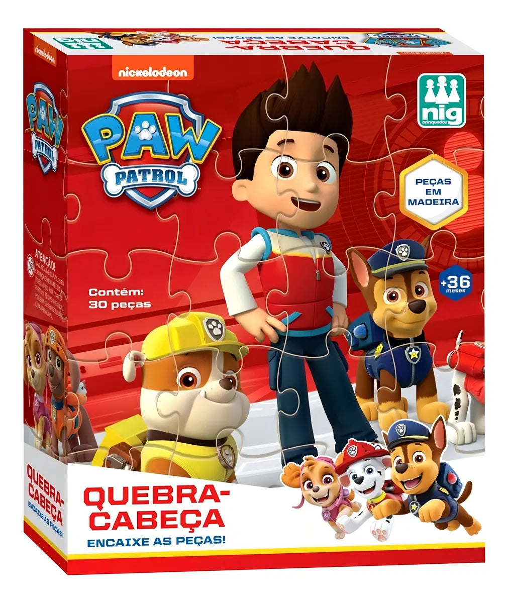 Quebra-cabeça Patrulha Canina 30 Peças Madeira