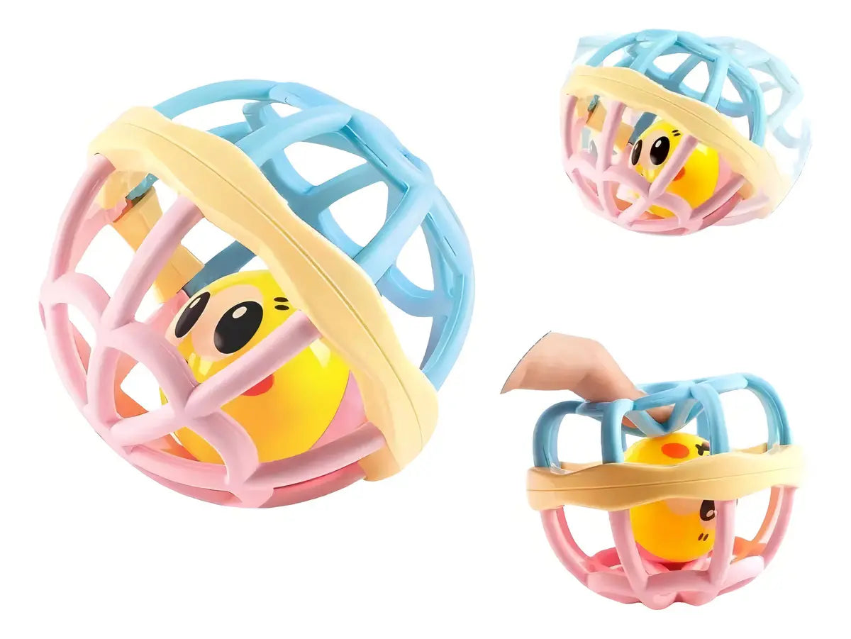 Brinquedo Bolinha Chocalho Macio Silicone Bebê Sensorial Com Mordedor