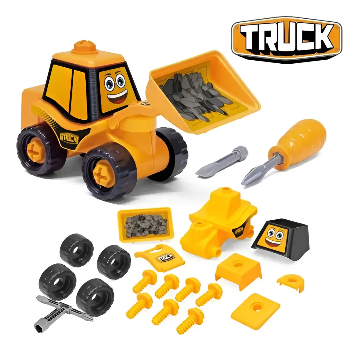 Kit Brinquedo Trator Truck Escavadeira Monta Desmonta