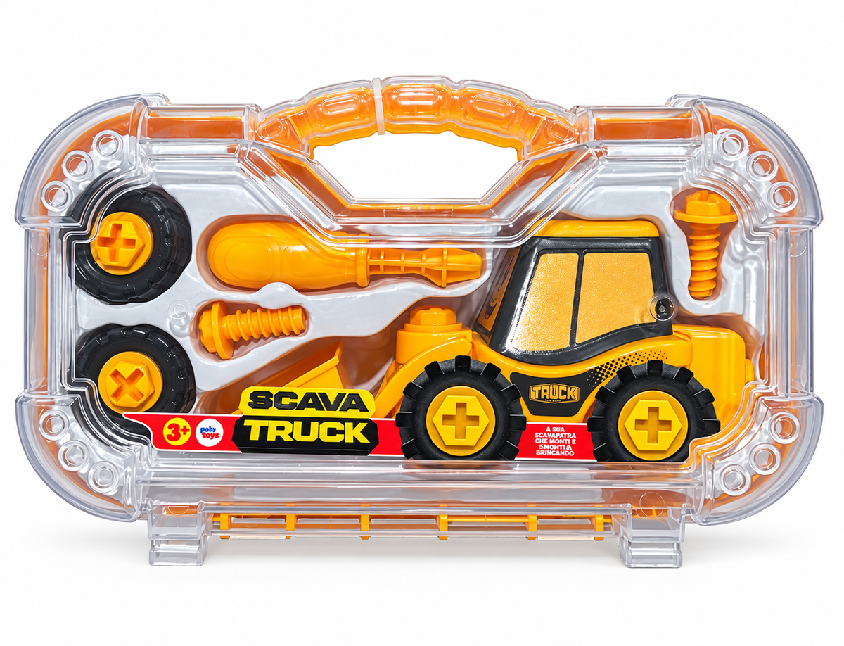 Kit Brinquedo Trator Truck Escavadeira Monta Desmonta