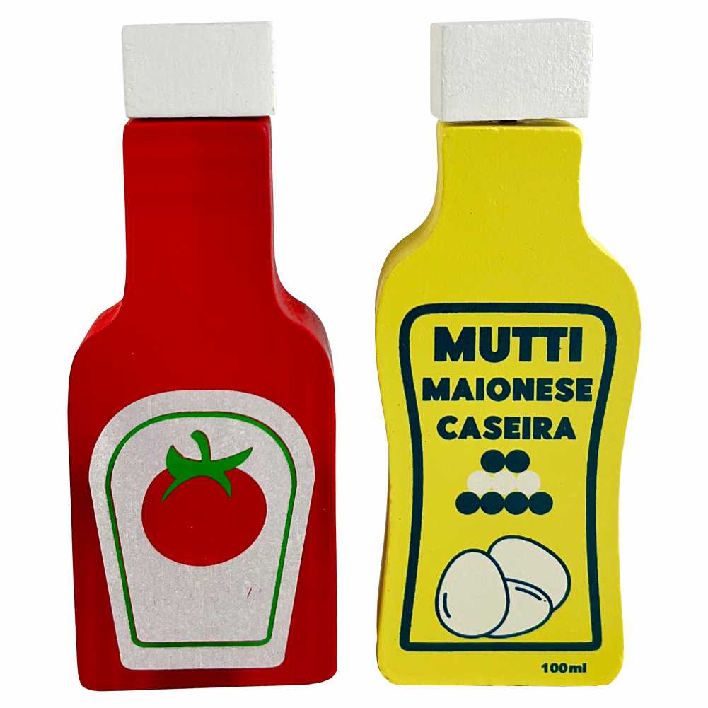Kit Brinquedo Comidinhas Brinqmutti Lanche Feliz Madeira 20 Peças