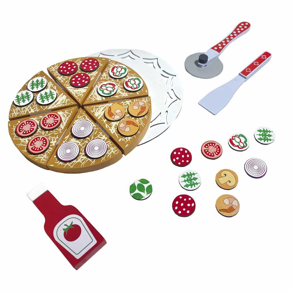 Kit Comidinha Brinquedo Pizza E Acessórios