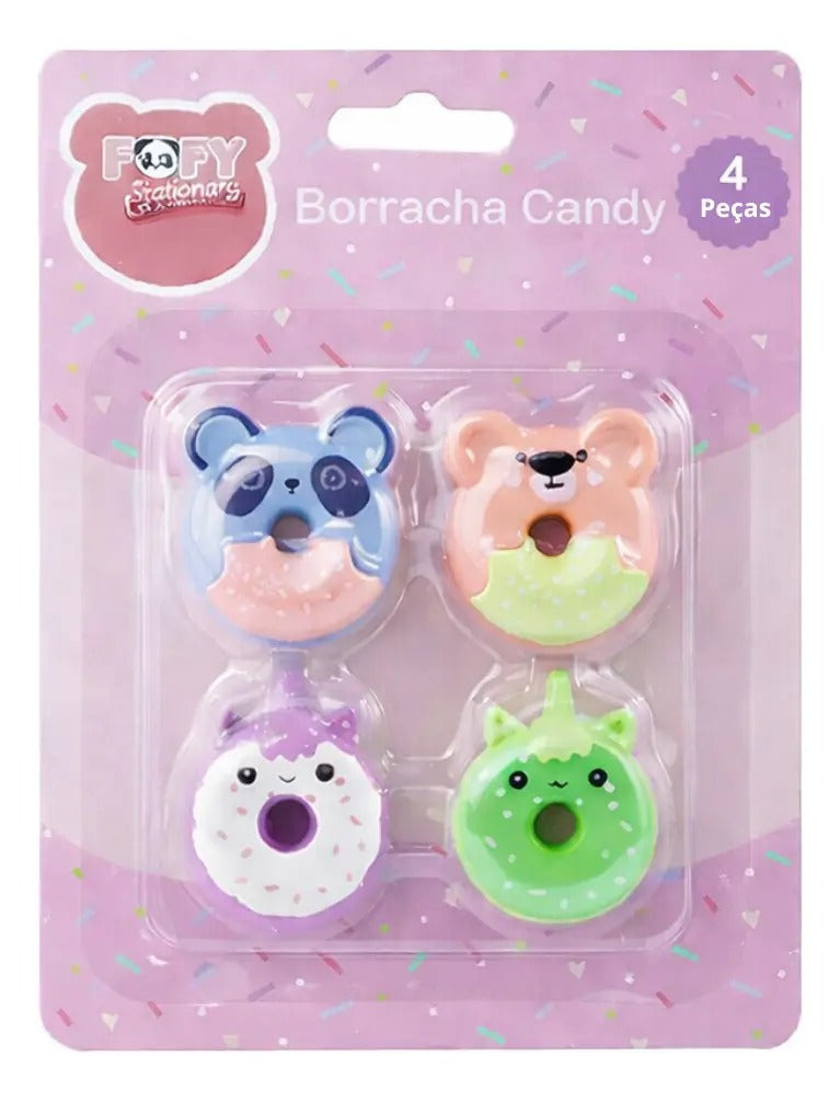 Kit 4 Borrachas Donut Fofinhas