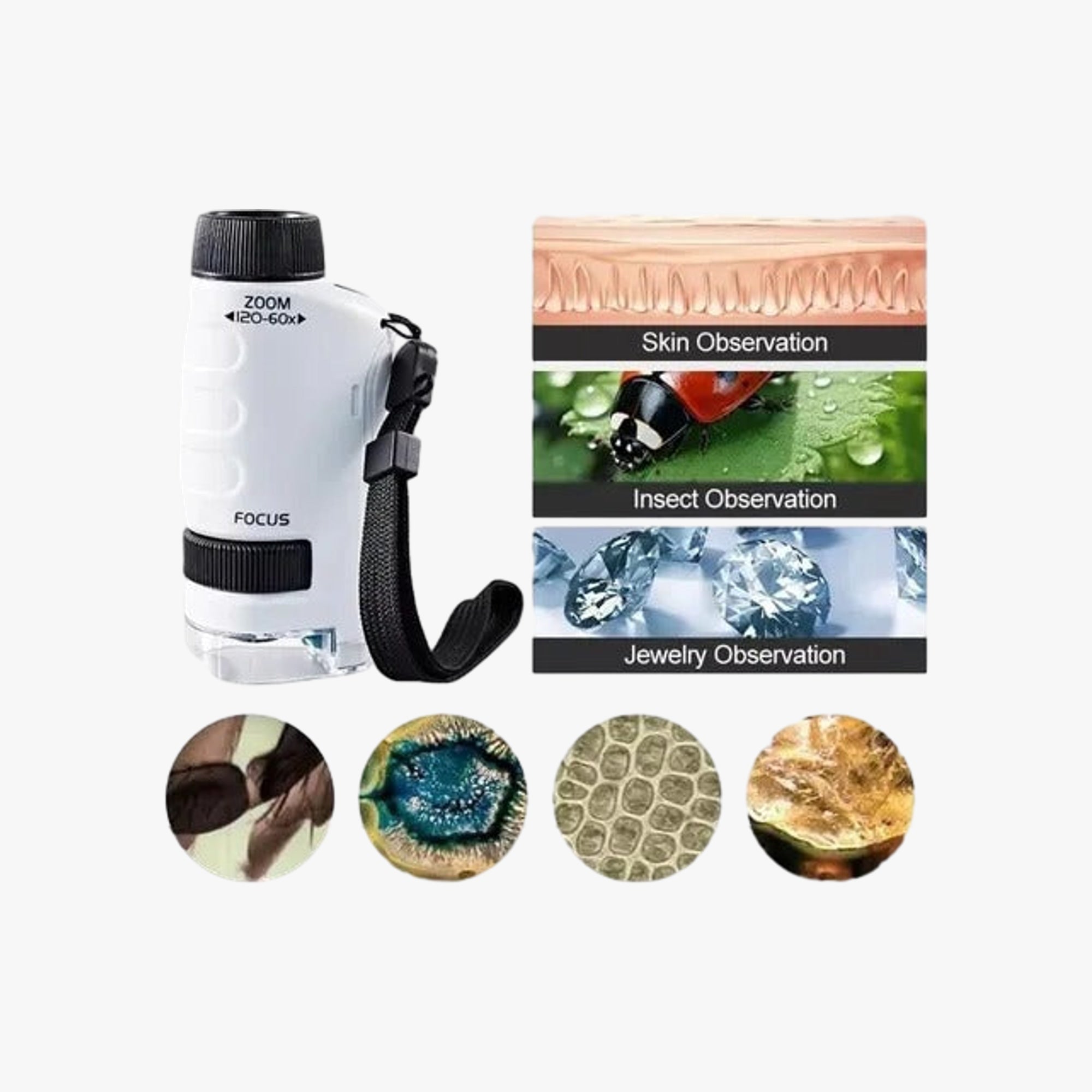 Microscópio de Bolso Portátil 60x a 120x