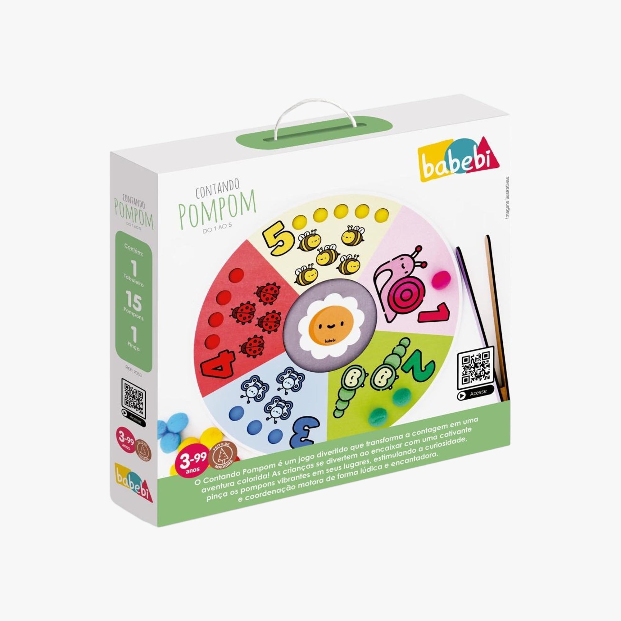 Brinquedo pedagógico Contando Pompom do 1 ao 5