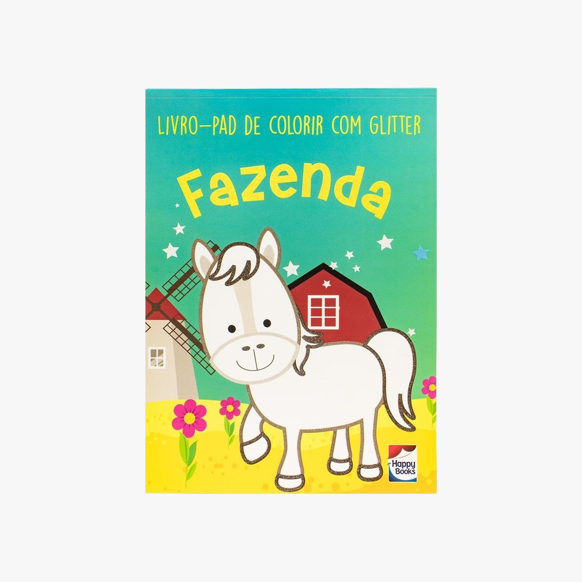 Livro-pad de colorir com Glitter: Fazenda