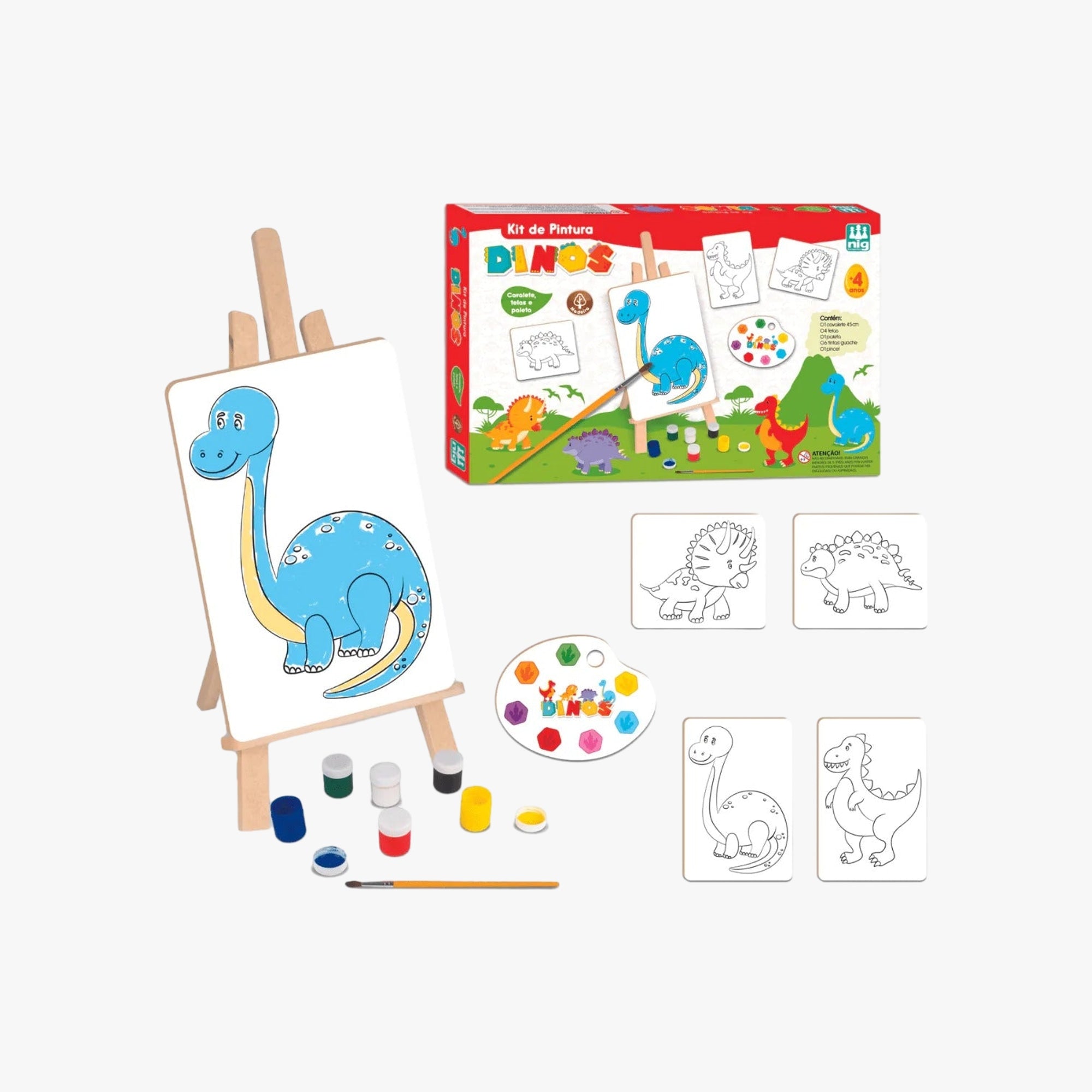 Kit Pintura Dinos com Cavalete