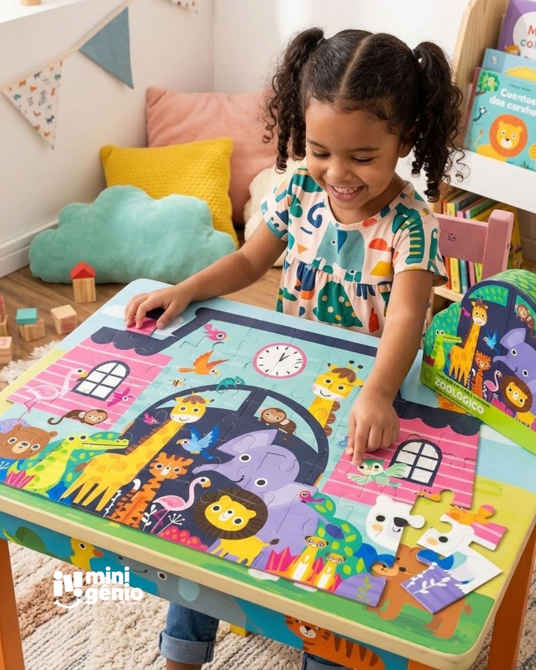 Kit Infantil Livro + Quebra-Cabeça Zoológico