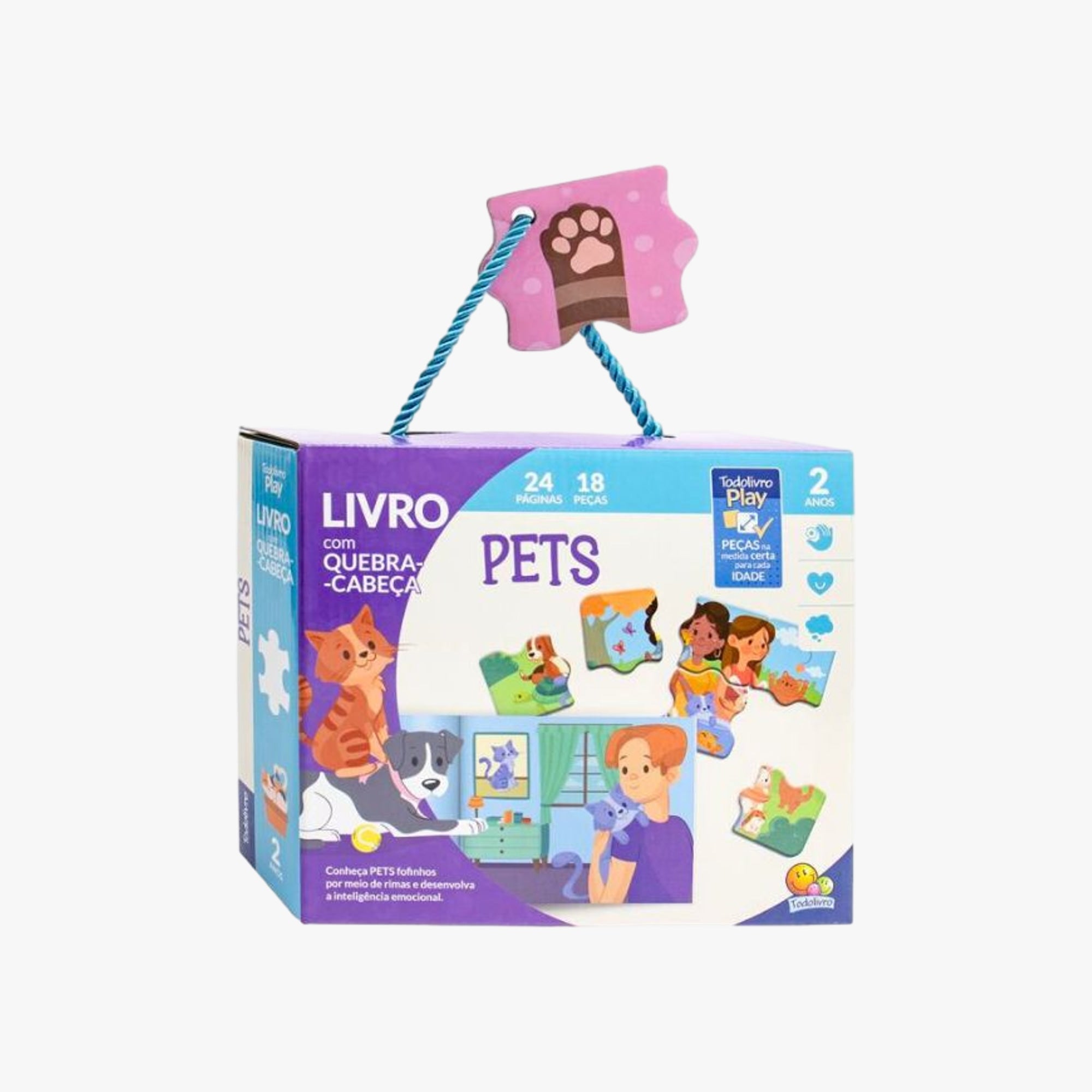 Kit Quebra-cabeça e Livro Pets