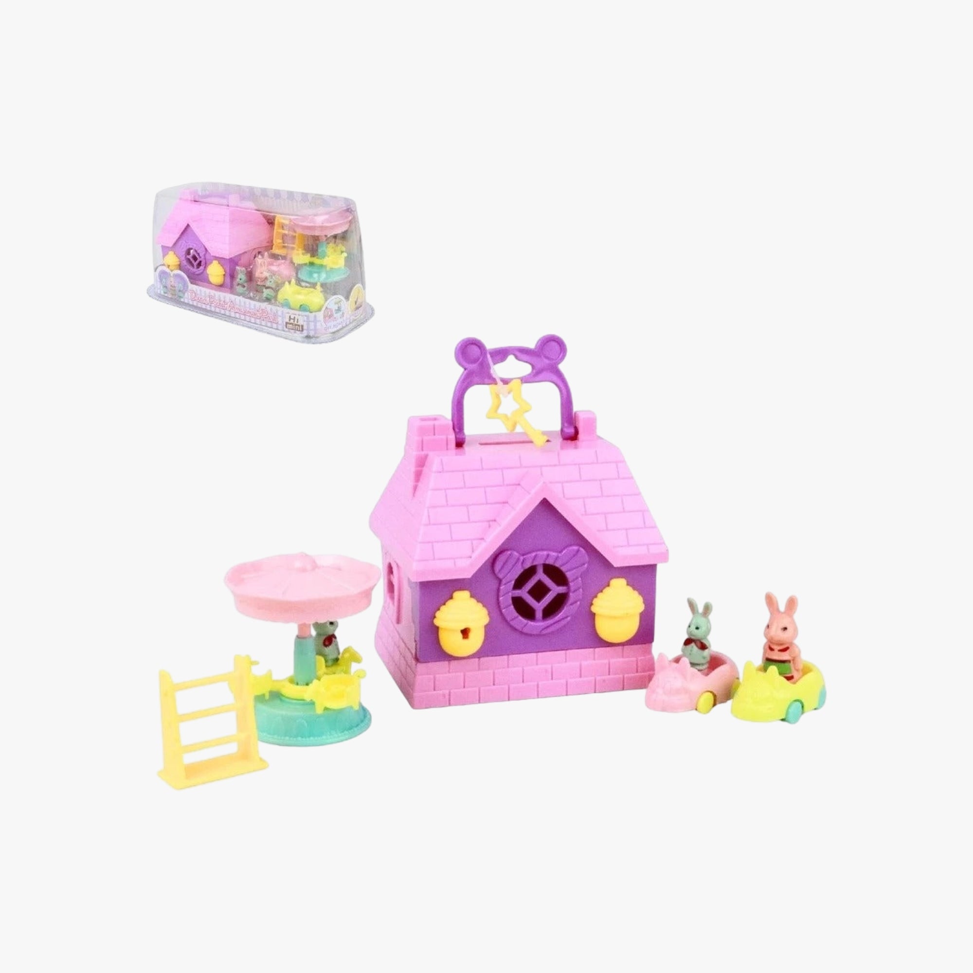 Kit Pets de Plástico com Casinha e Acessórios