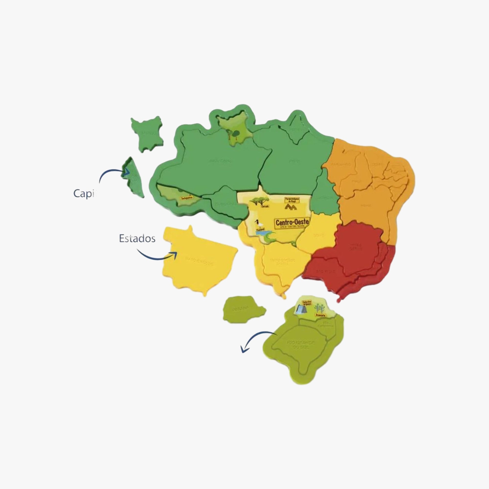Mapa Do Brasil 3D Plástico