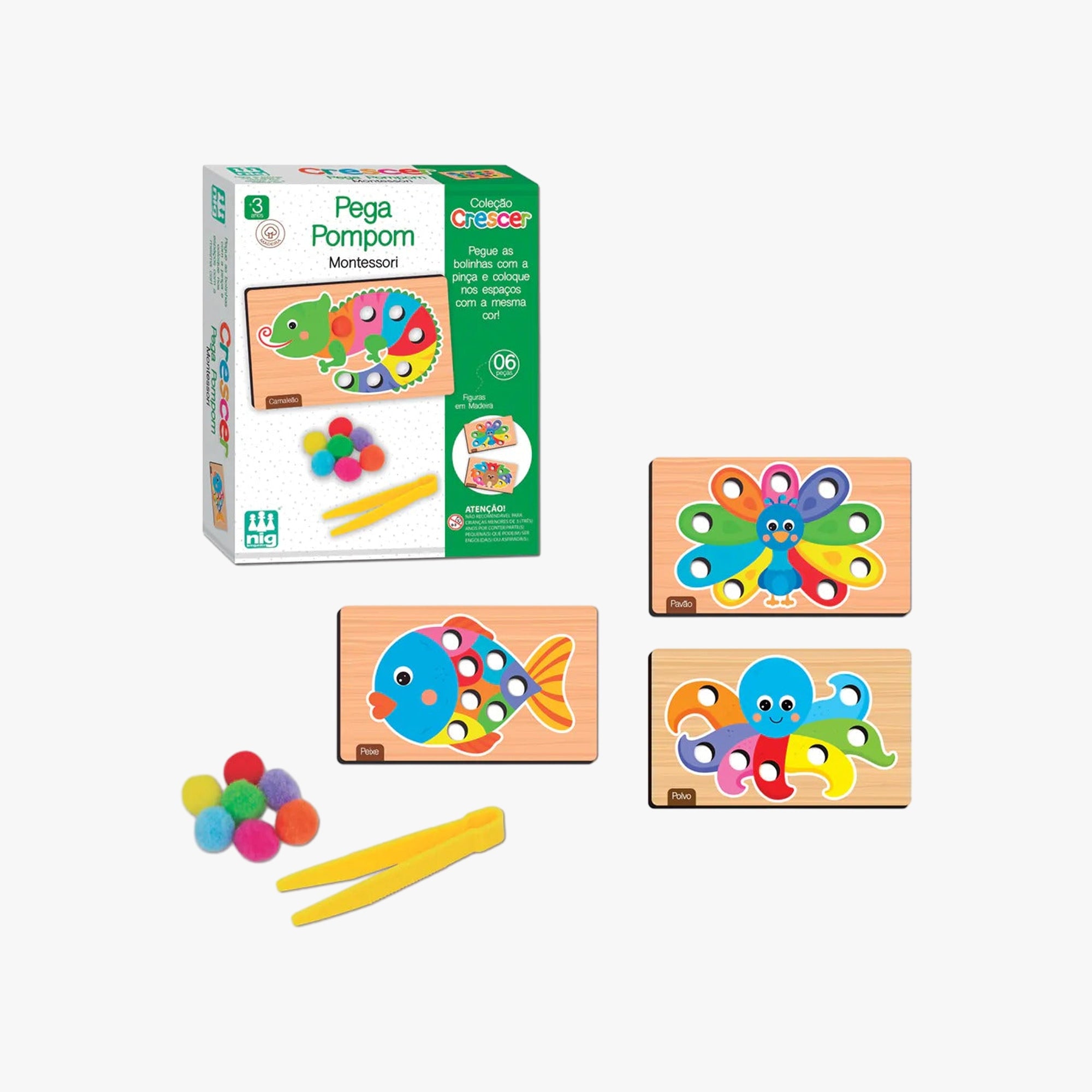 Jogo Pedagógico Pega PomPom Montessori