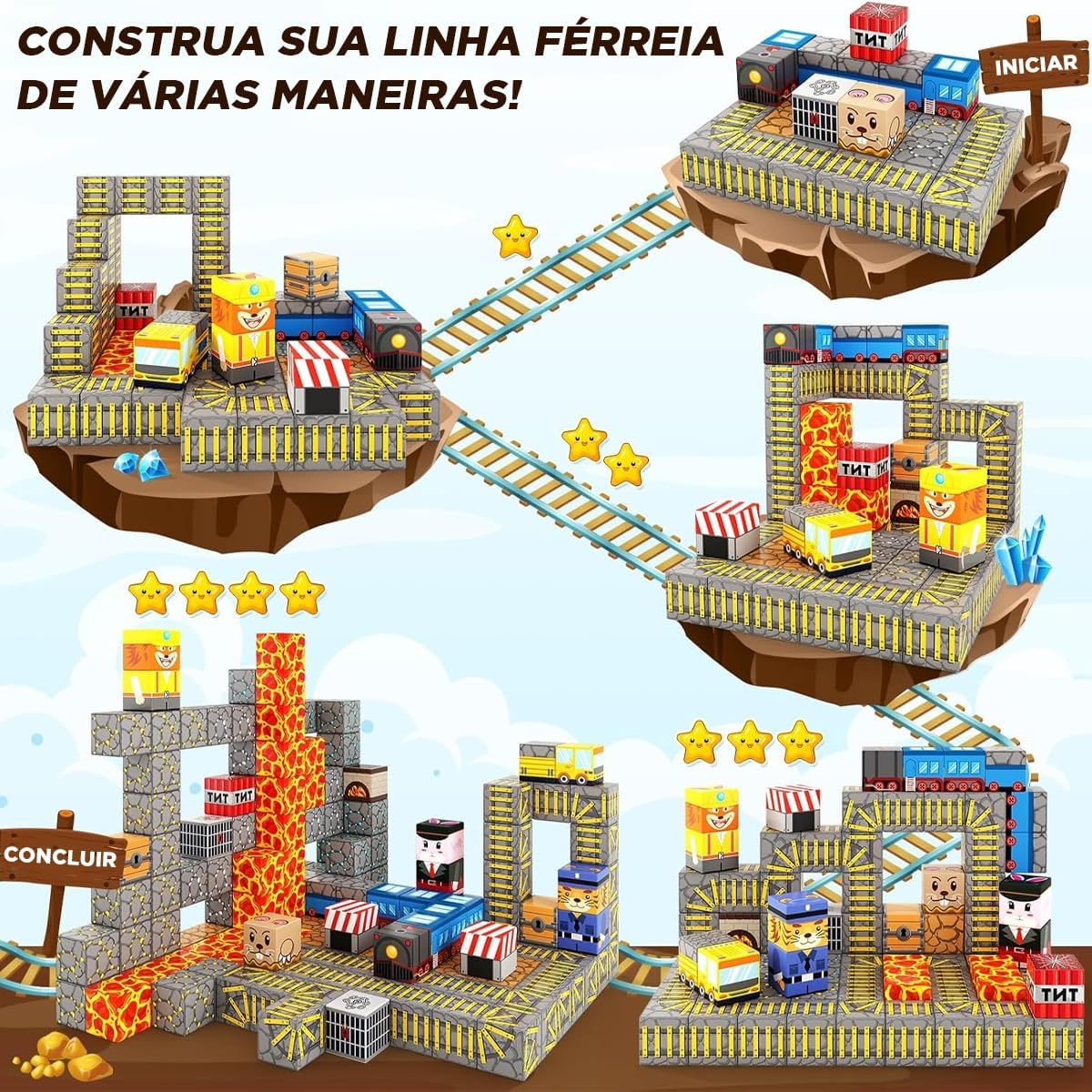 Blocos de Montar Construção Cubos Magnéticos STEM 84 peças