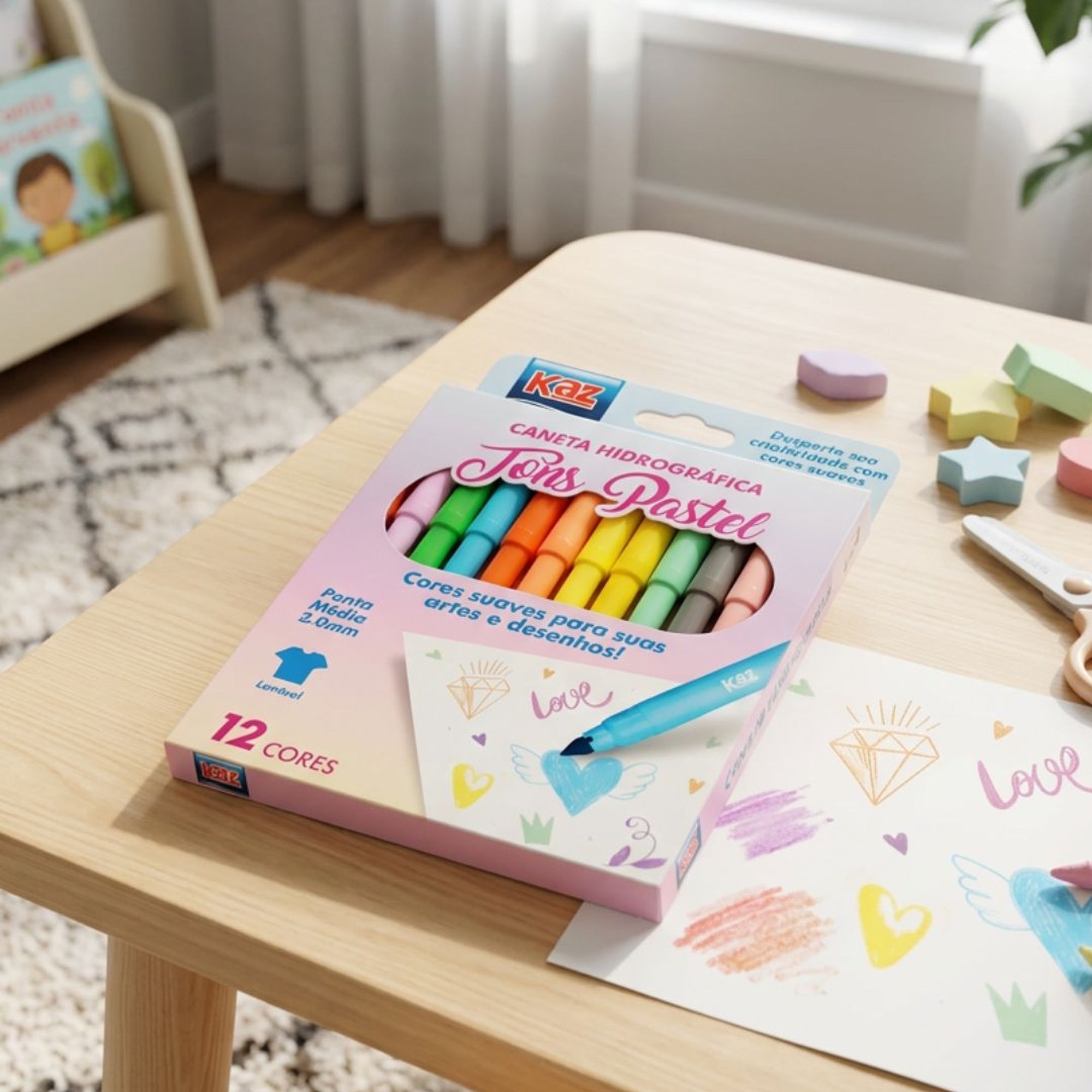 Canetinha Infantil Hidrográfica Tons Pastel