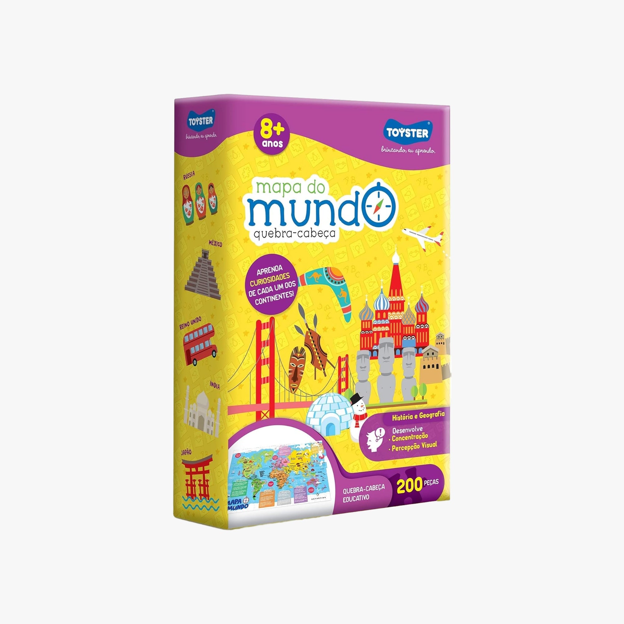 Quebra-Cabeça Mapa do Mundo 200 Peças