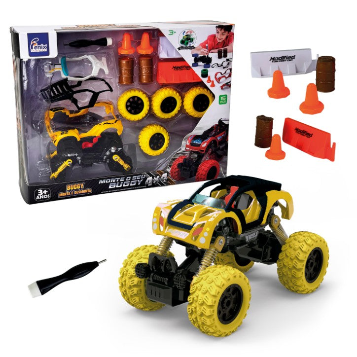 Carrinho Buggy de Montar Fricção Amarelo