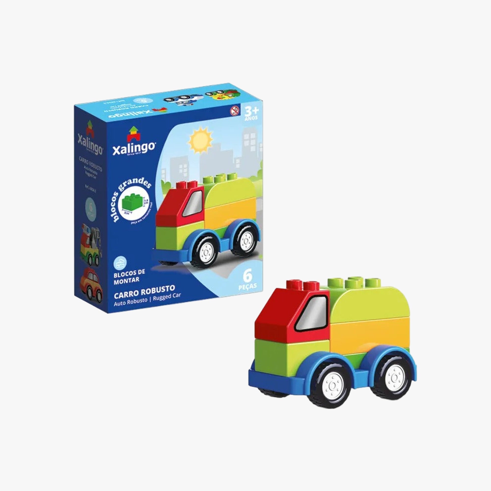 Brinquedo Infantil Bloco Grande de Montar Carros Sortido