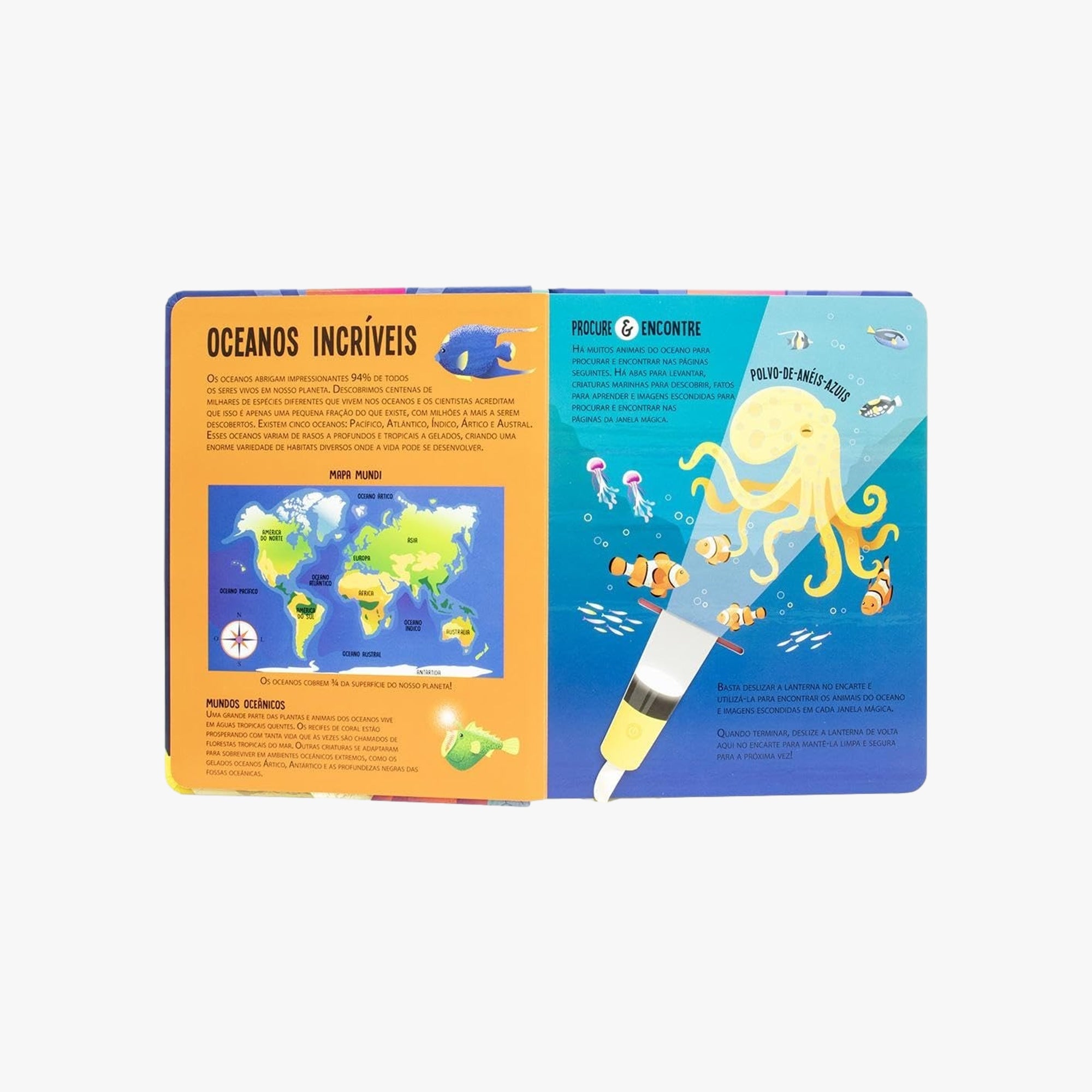 Livro com Lanterna Procure e Encontre Animais do Oceano