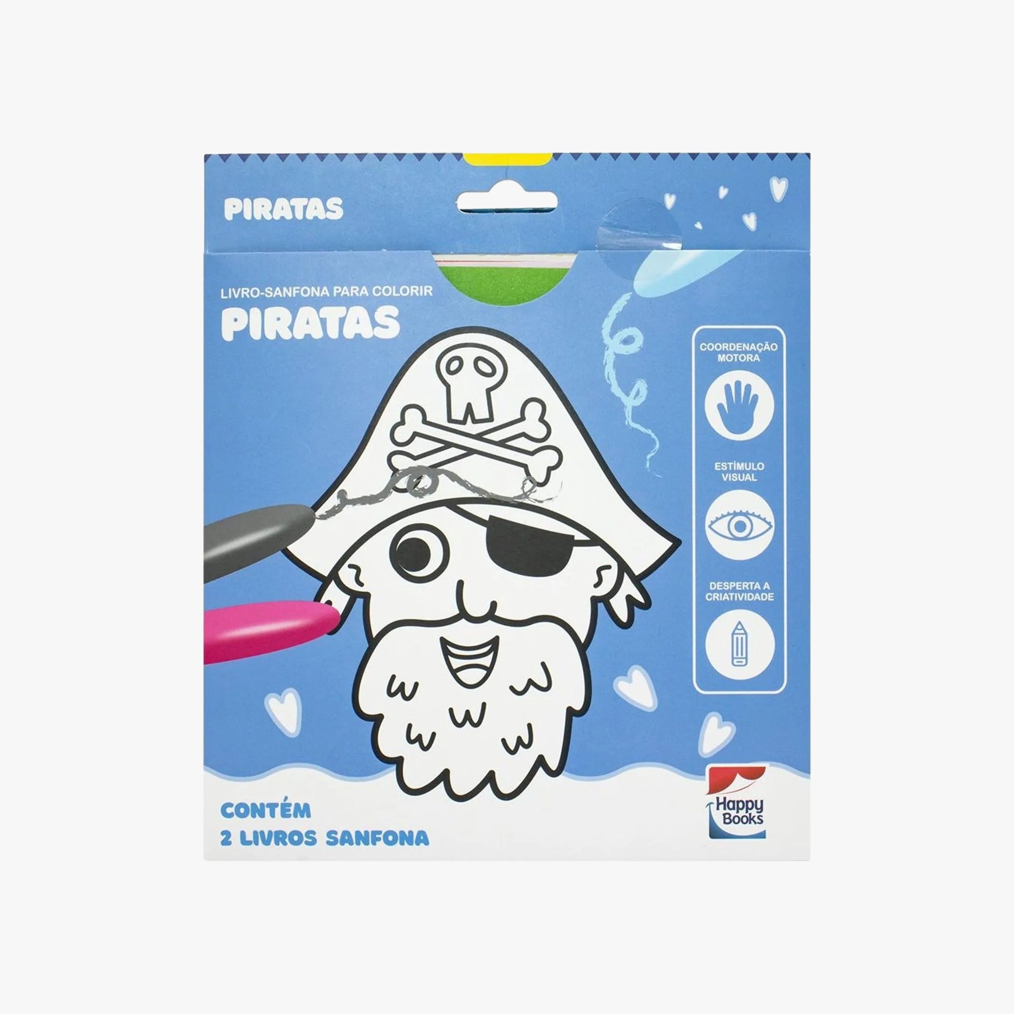 Livro-Sanfona Para Colorir Piratas