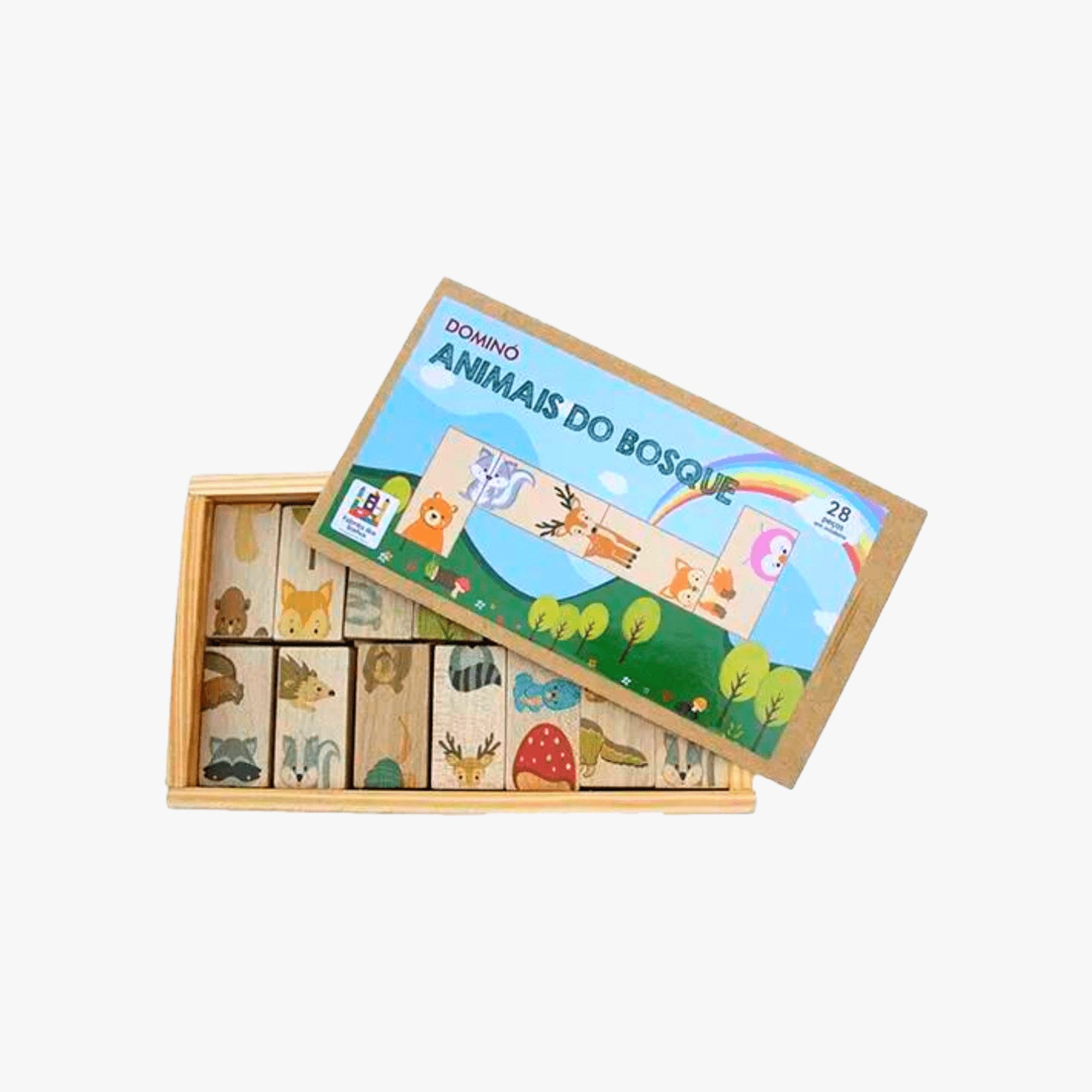 Jogo Dominó 28 Peças Animais do Bosque