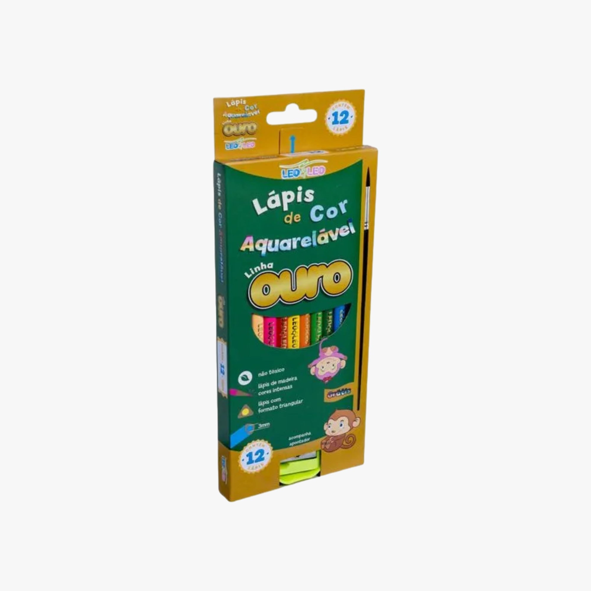 Lápis de cor aquarelável Leo&Leo linha ouro 12 cores