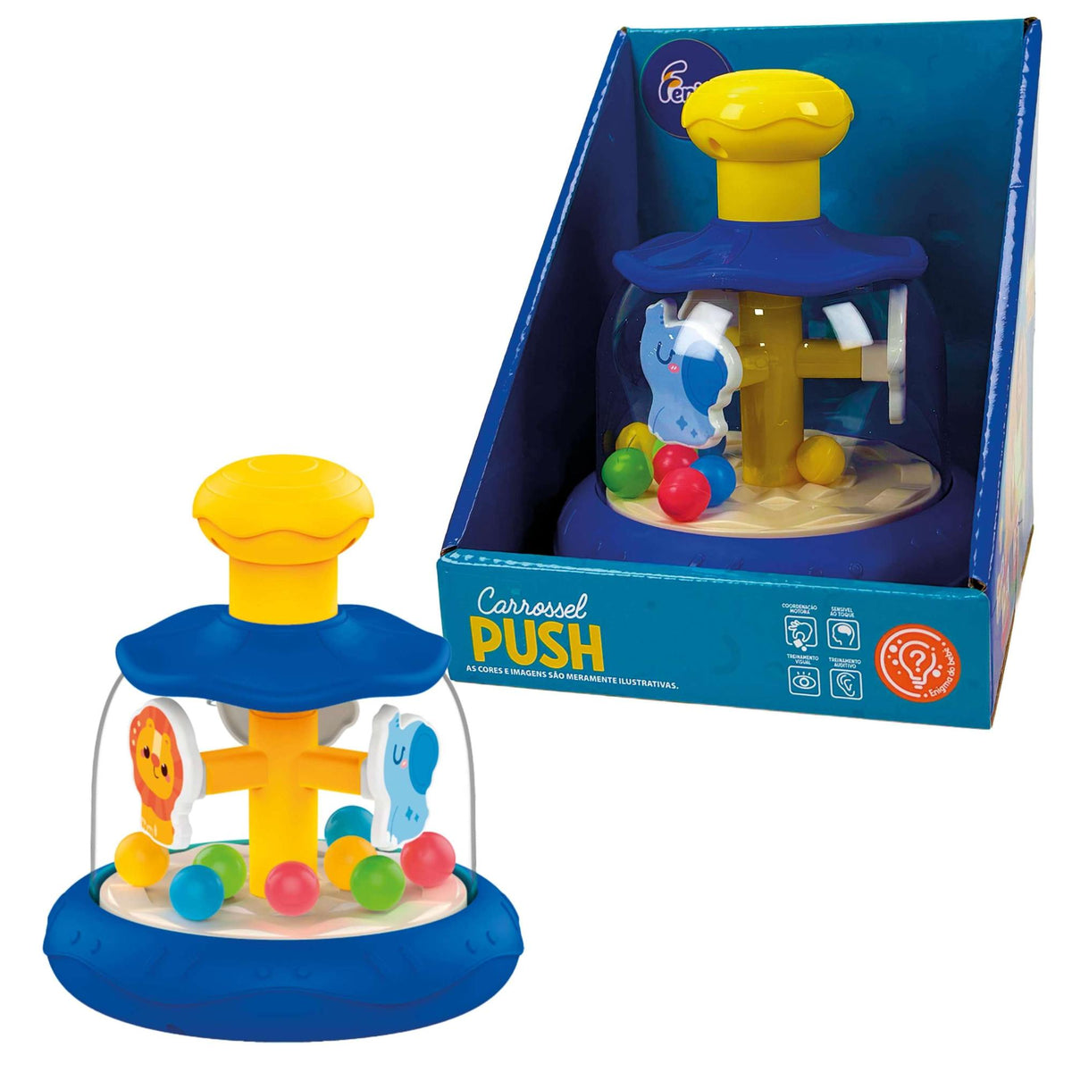 Brinquedo Carrossel Push Pressione para Baixo