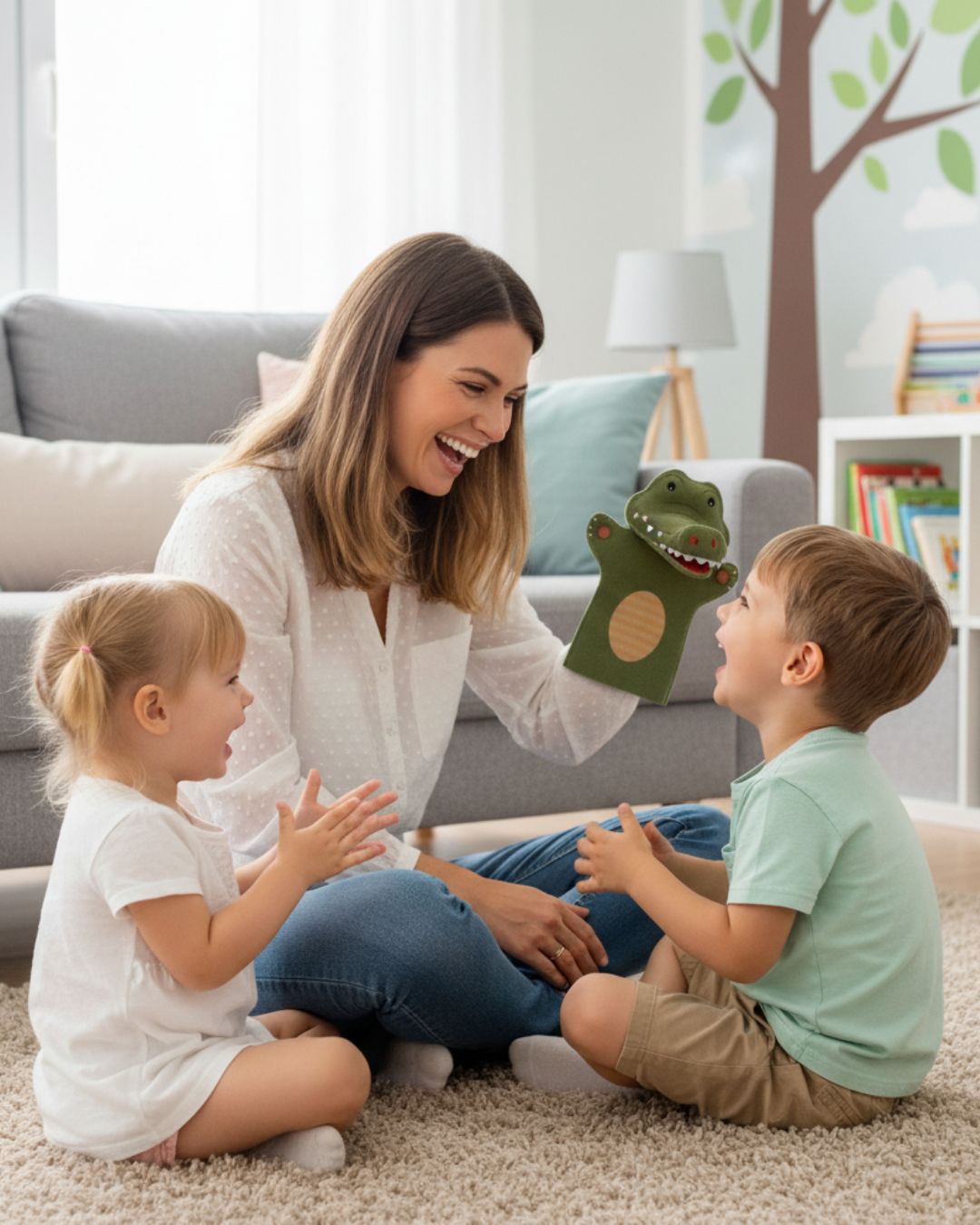 Fantoche de Mão Jacaré - Brinquedo Infantil Educativo