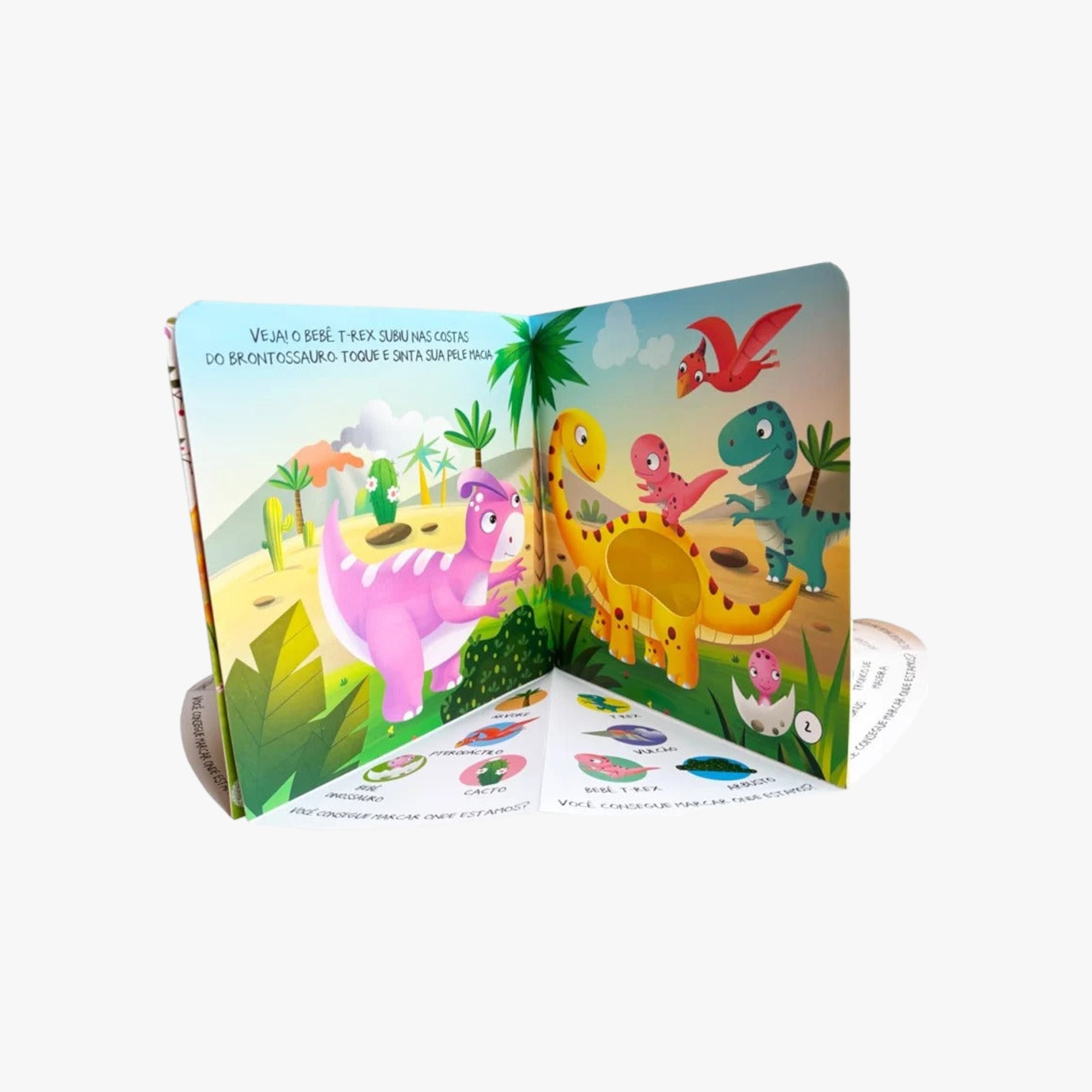 Livro Infantil Onde Estão os Animais da dinossauros? - Toque e sinta