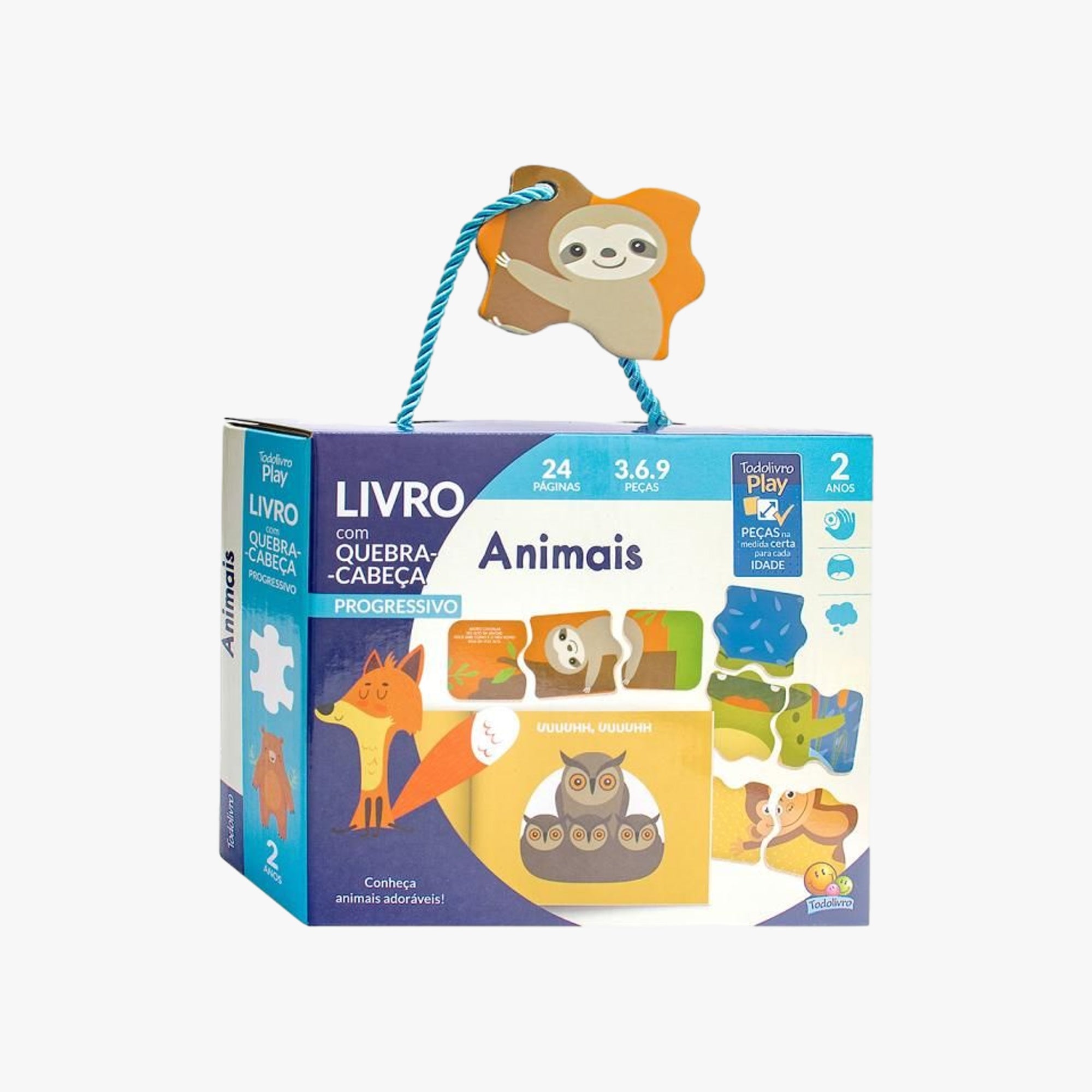 Kit Quebra-Cabeça e Livro Animais