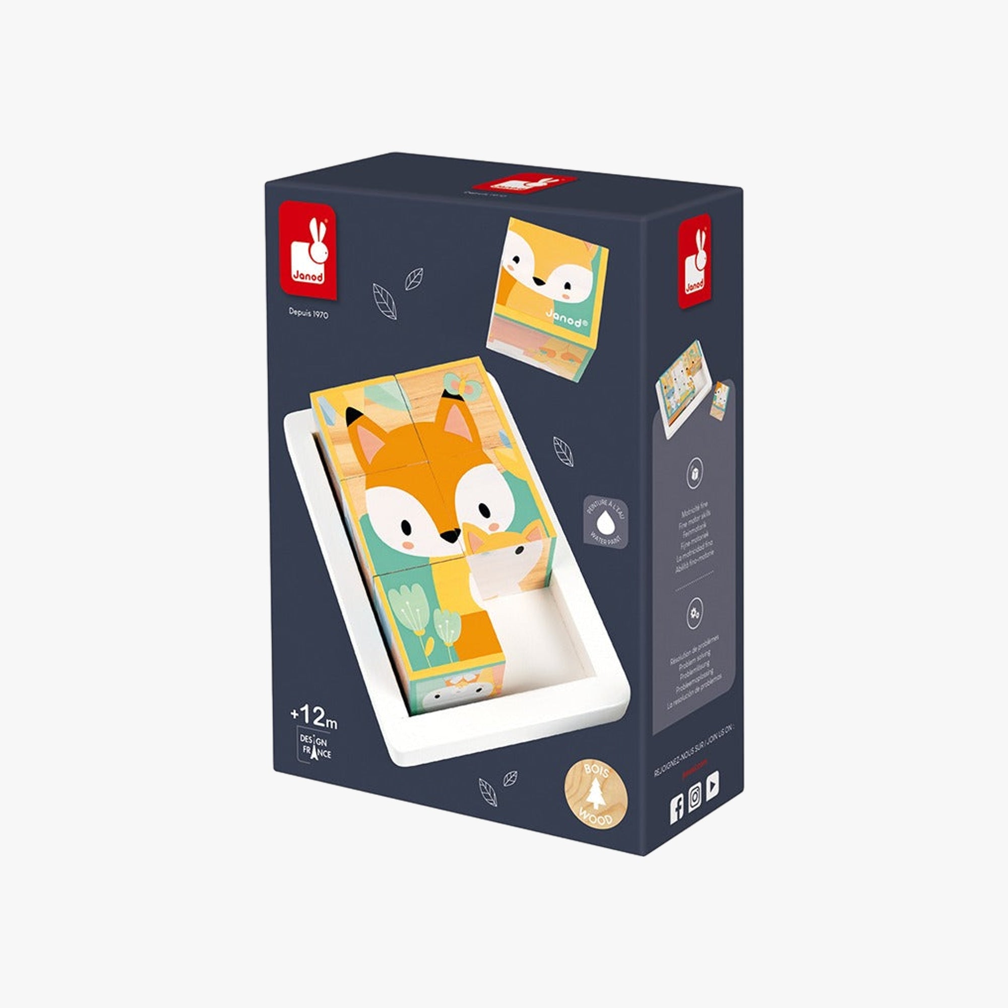 Quebra-Cabeça Cubos de Madeira Animais