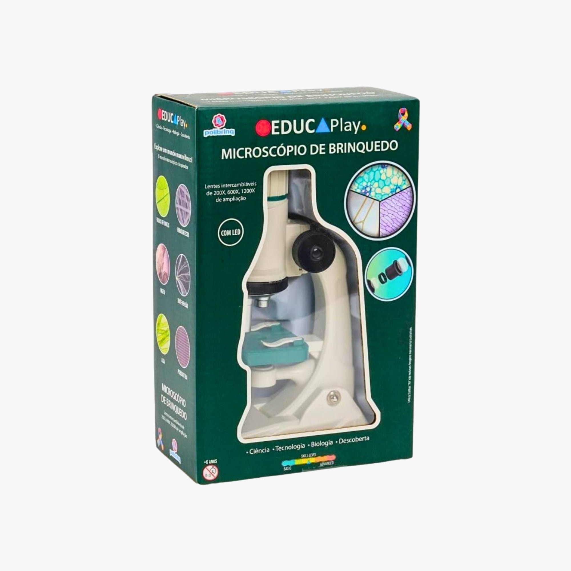 Brinquedo Infantil Microscópio 22 cm, Até 1200x