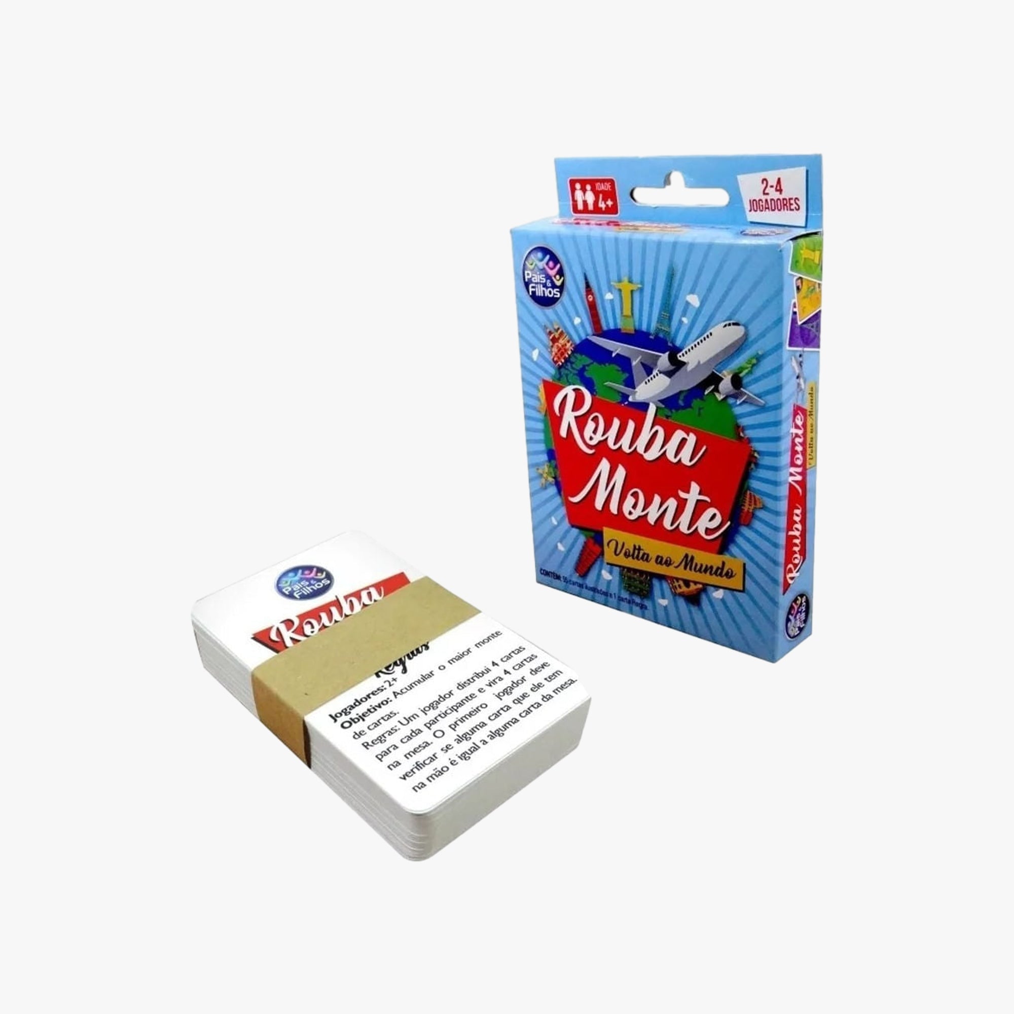 Cartas do jogo Rouba Monte Volta ao Mundo espalhadas mostrando ilustrações de lugares do mundo