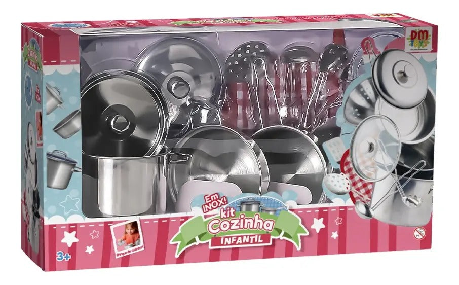 Brinquedo Infantil Kit Cozinha Inox 11 Peças