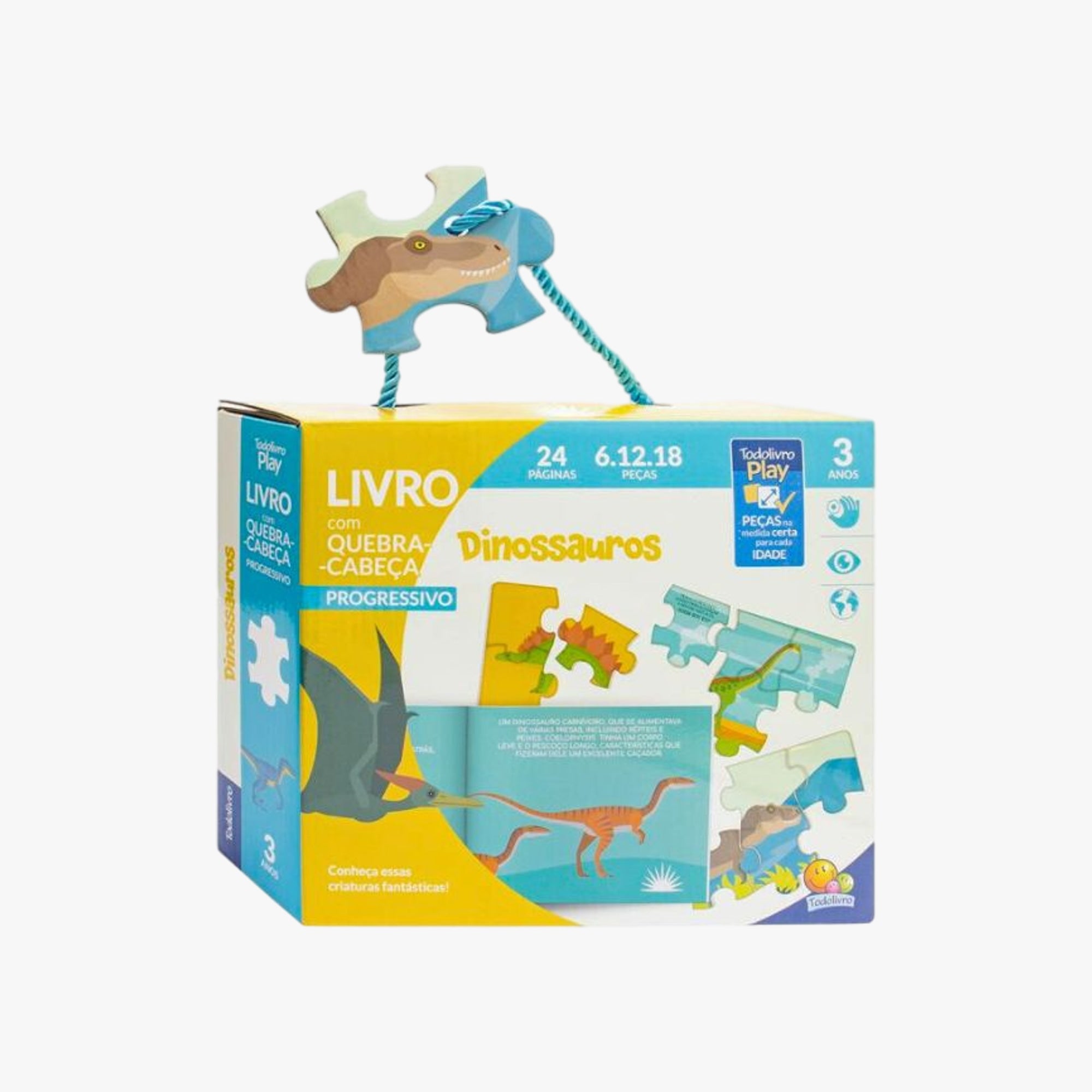 Kit Quebra-Cabeça e Livro Dinossauro