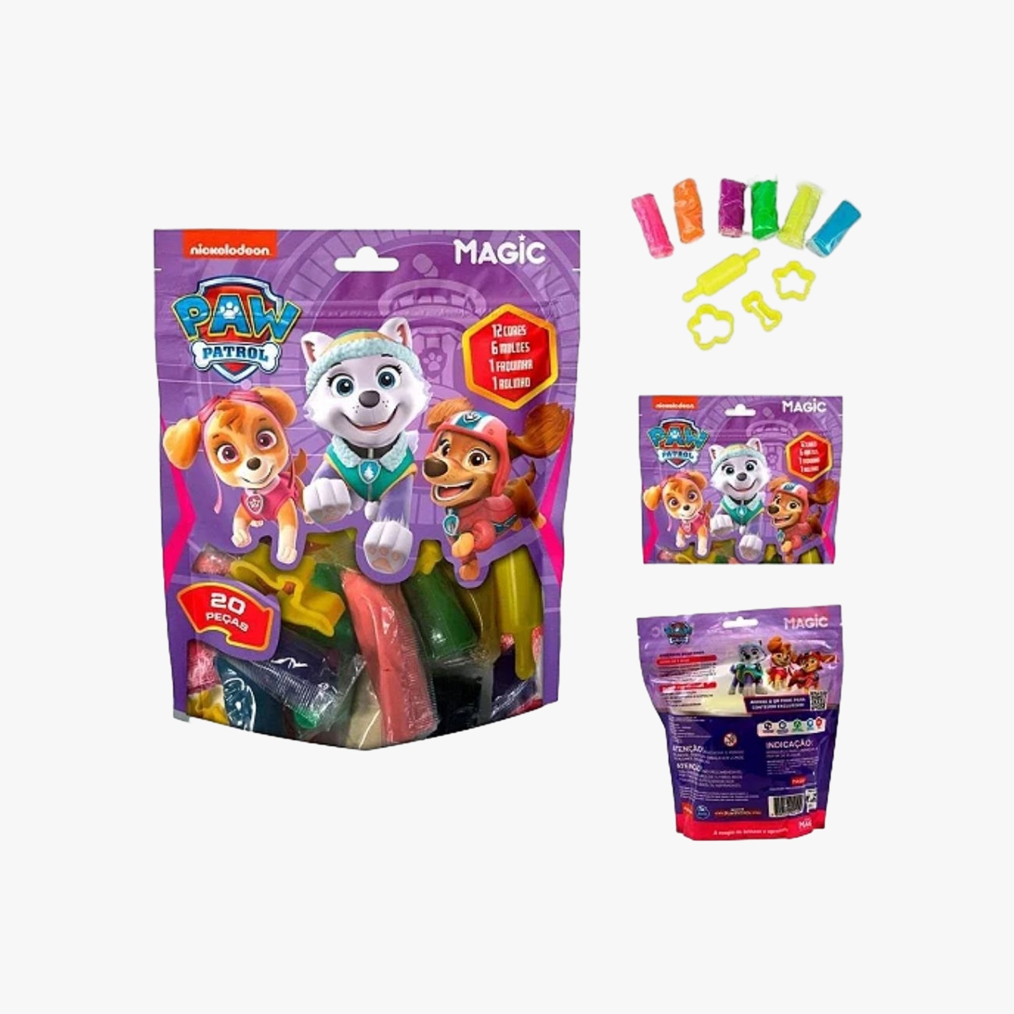 Massinha de Modelar 20 Peças Moldes Patrulha Canina Sky