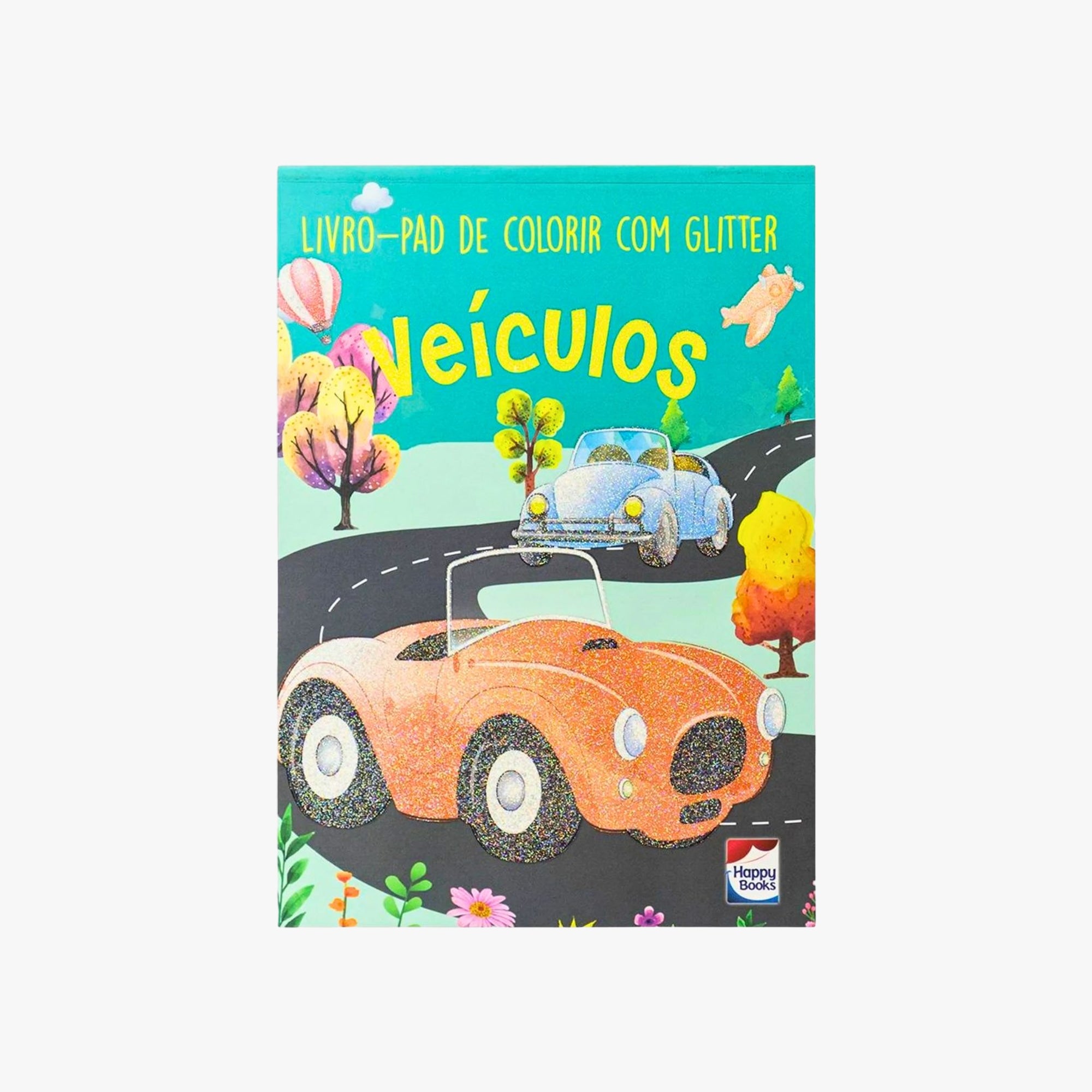 Livro-pad de colorir com Glitter: Veículos
