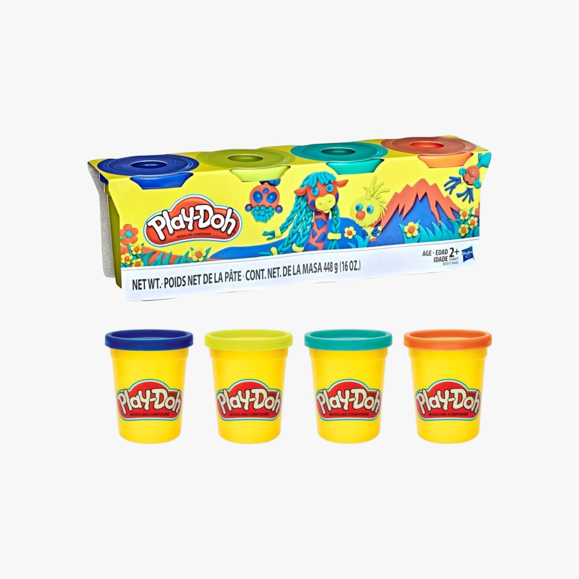 Kit de Massinha com 4 Potes e 4 Cores Variadas Play-Doh