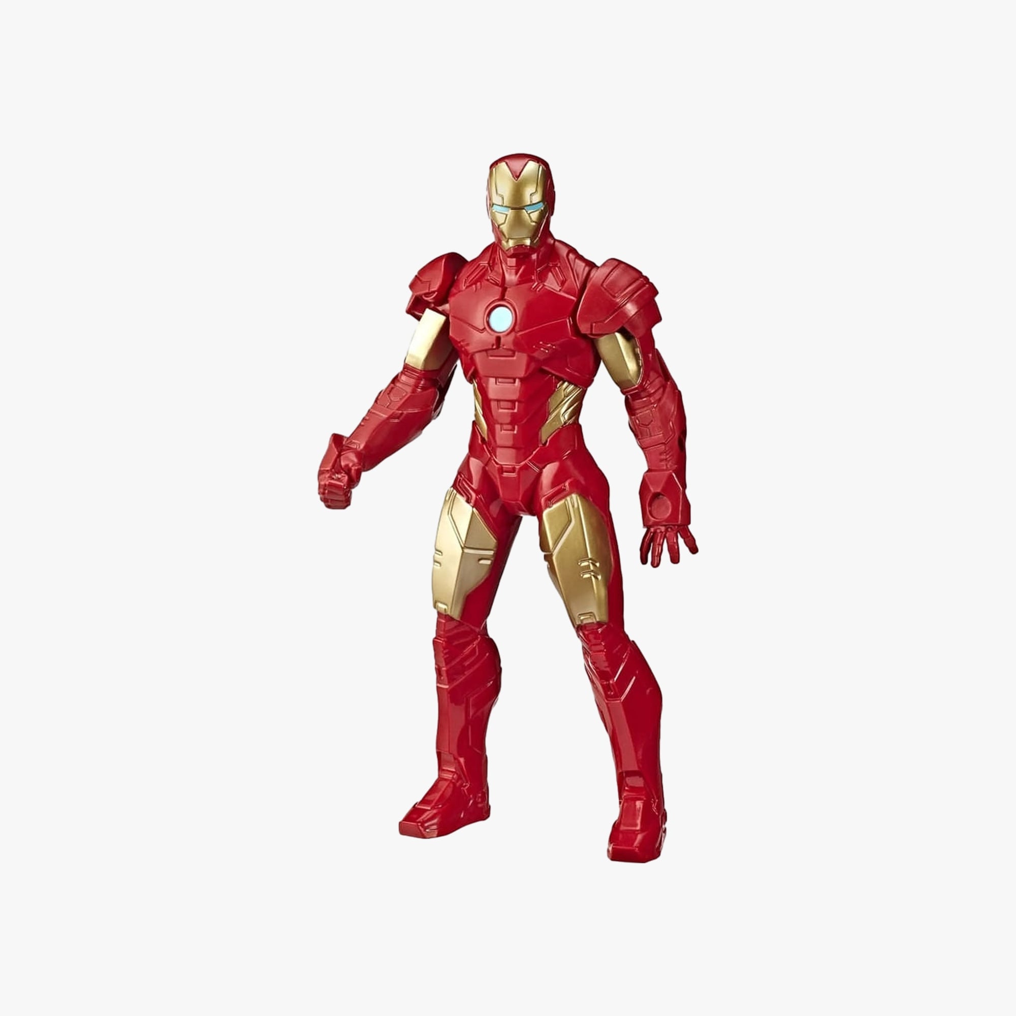 Detalhe das articulações do boneco Homem de Ferro Marvel em pose de ação