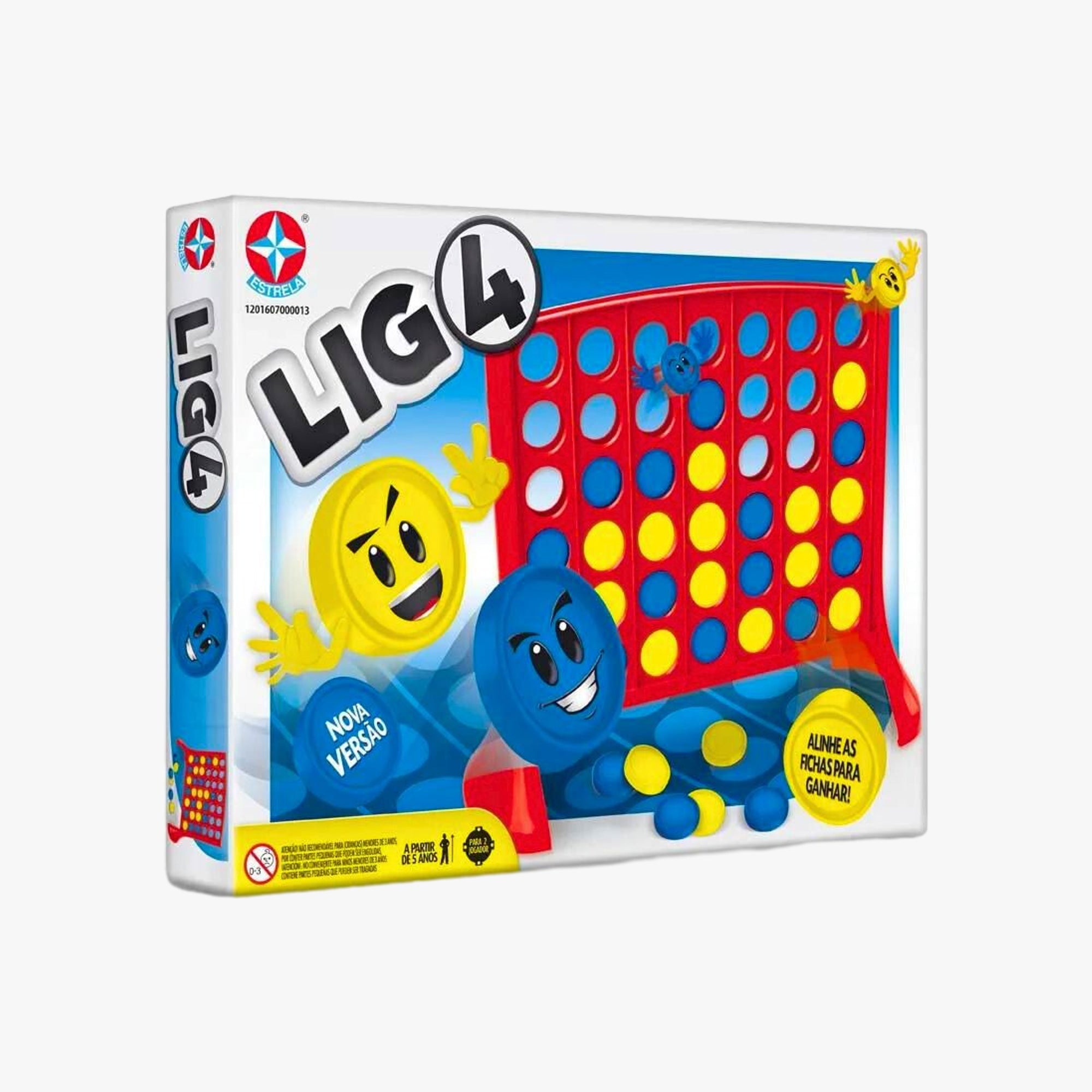 Jogo Liga 4 Estrela com grade vertical e peças coloridas em amarelo e vermelho