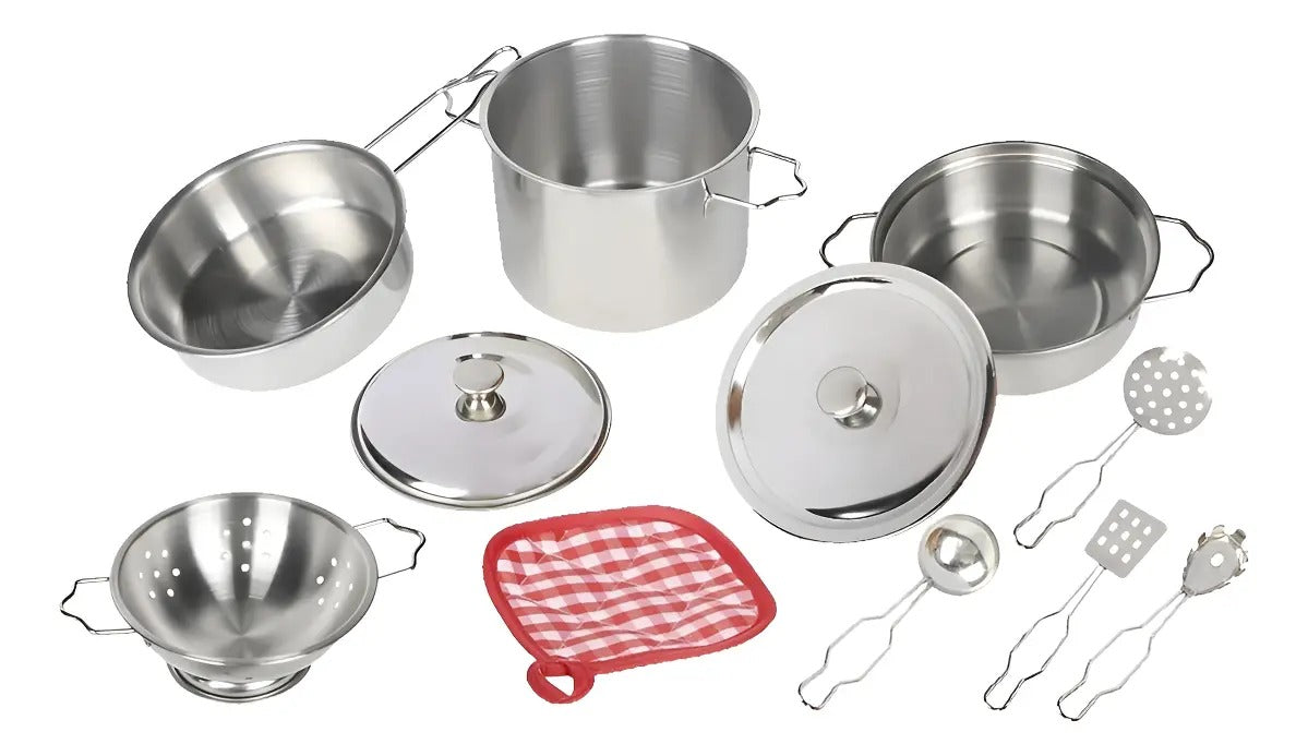 Brinquedo Infantil Kit Cozinha Inox 11 Peças