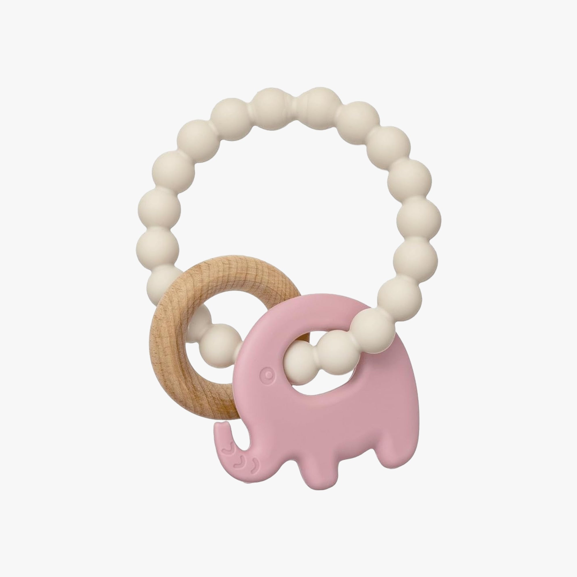 Mordedor para Bebê em Silicone e Bambu Elefante Rosa