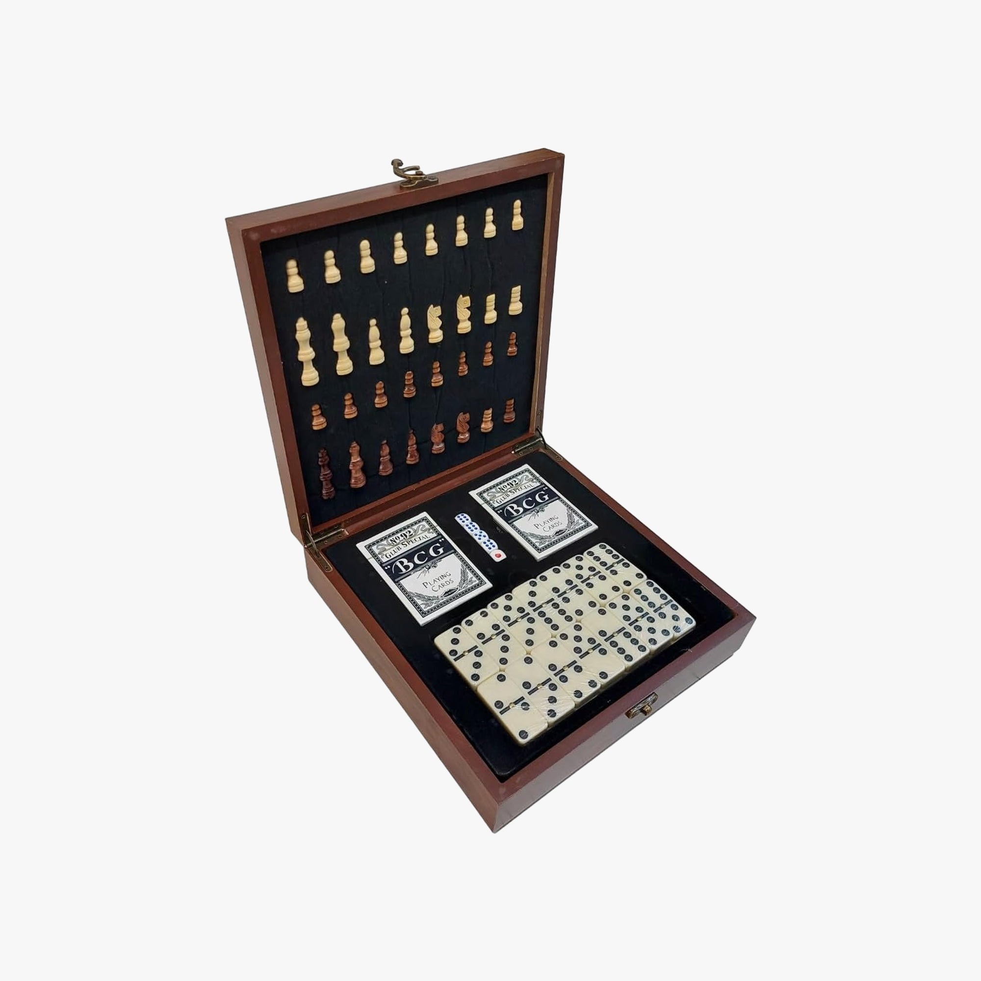 Maleta Kit 3 Jogos Dominó/Xadrez/Poker