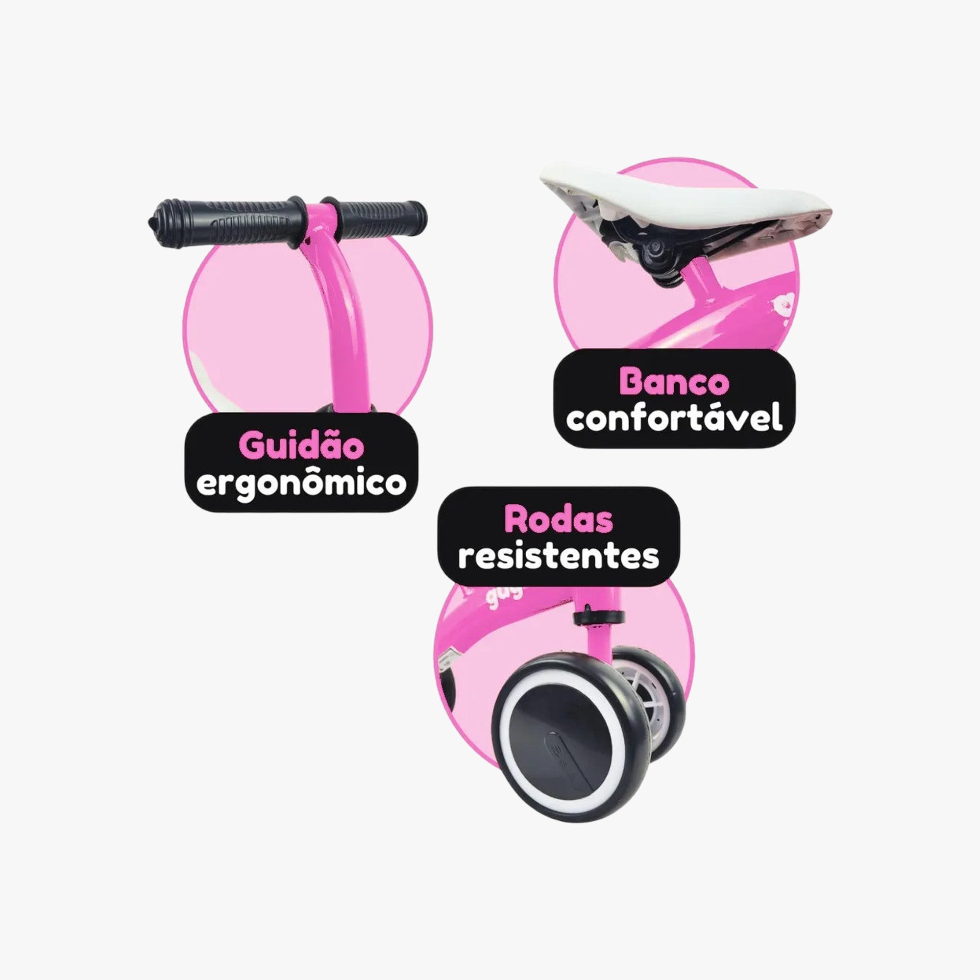 Bicicleta Infantil de Equilíbrio Rosa