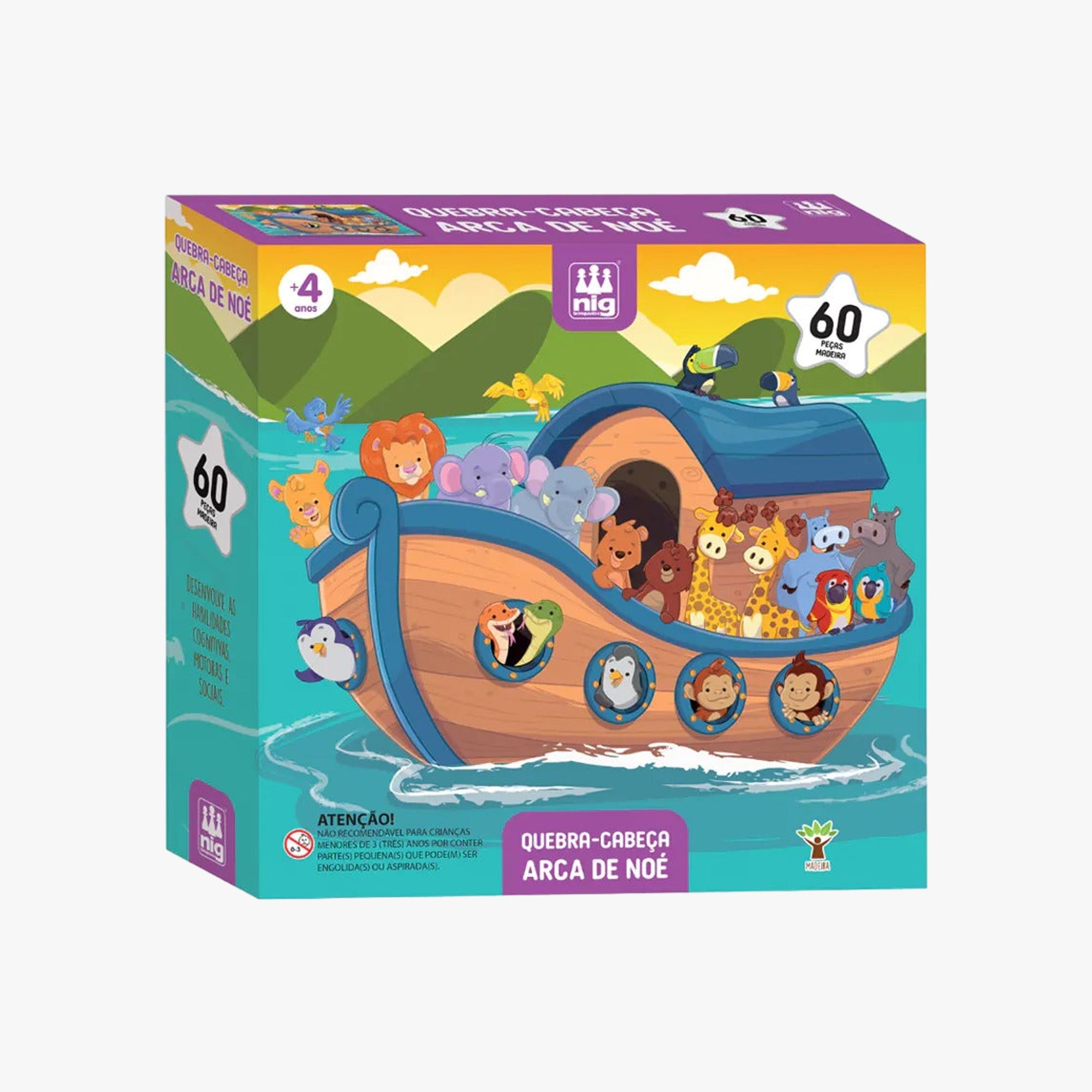 Quebra-Cabeça Infantil da Arca de Noé 60 Peças
