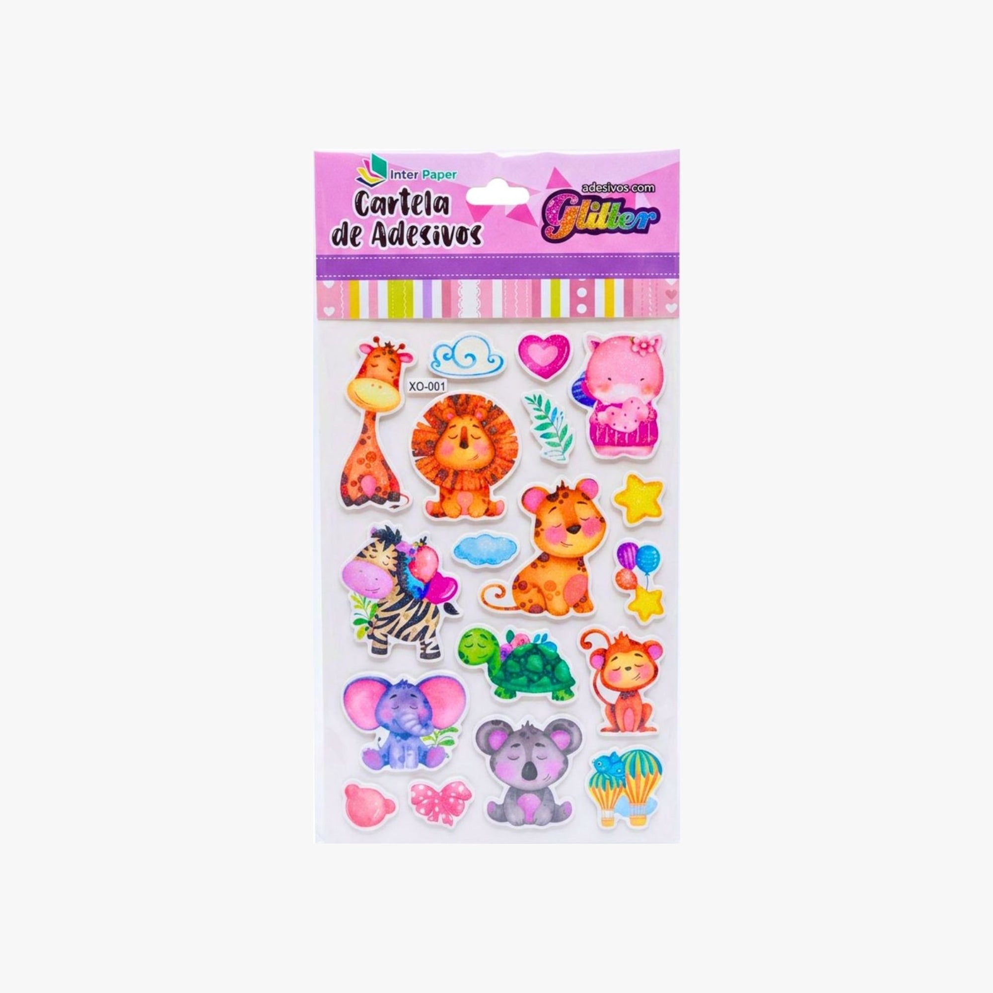Cartela de Adesivos 3D com Glitter