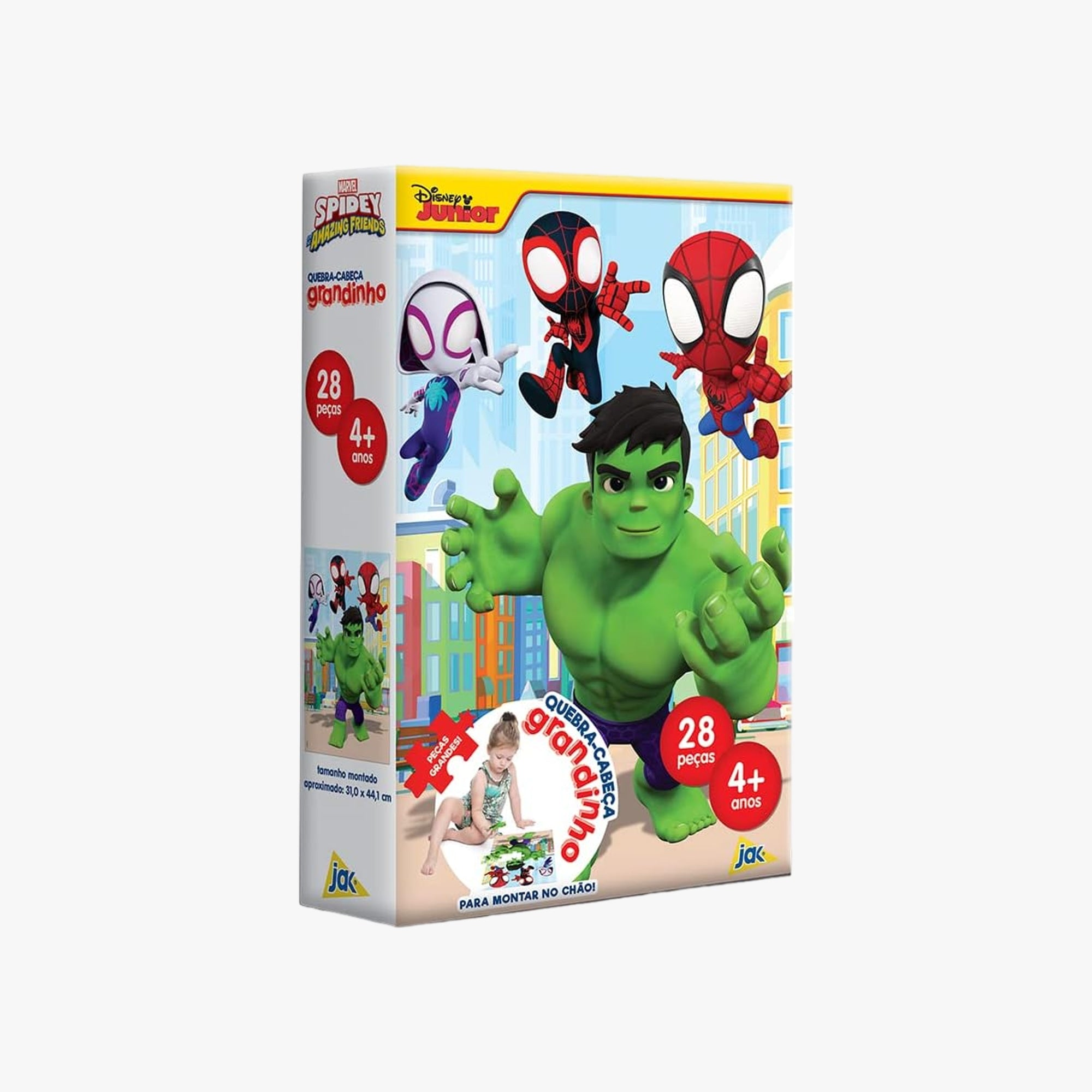 Quebra-Cabeça Homem Aranha Grandinho e Hulk 28 Peças